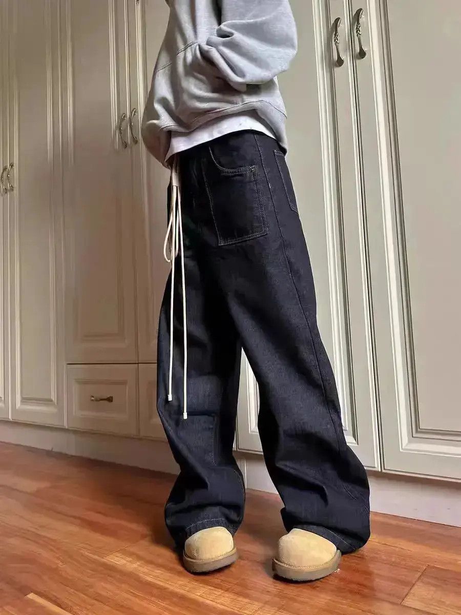 Japanese Brand Vintage washed black Y2K straight leg baggy jeans Size US 33 - 2 Thumbnail