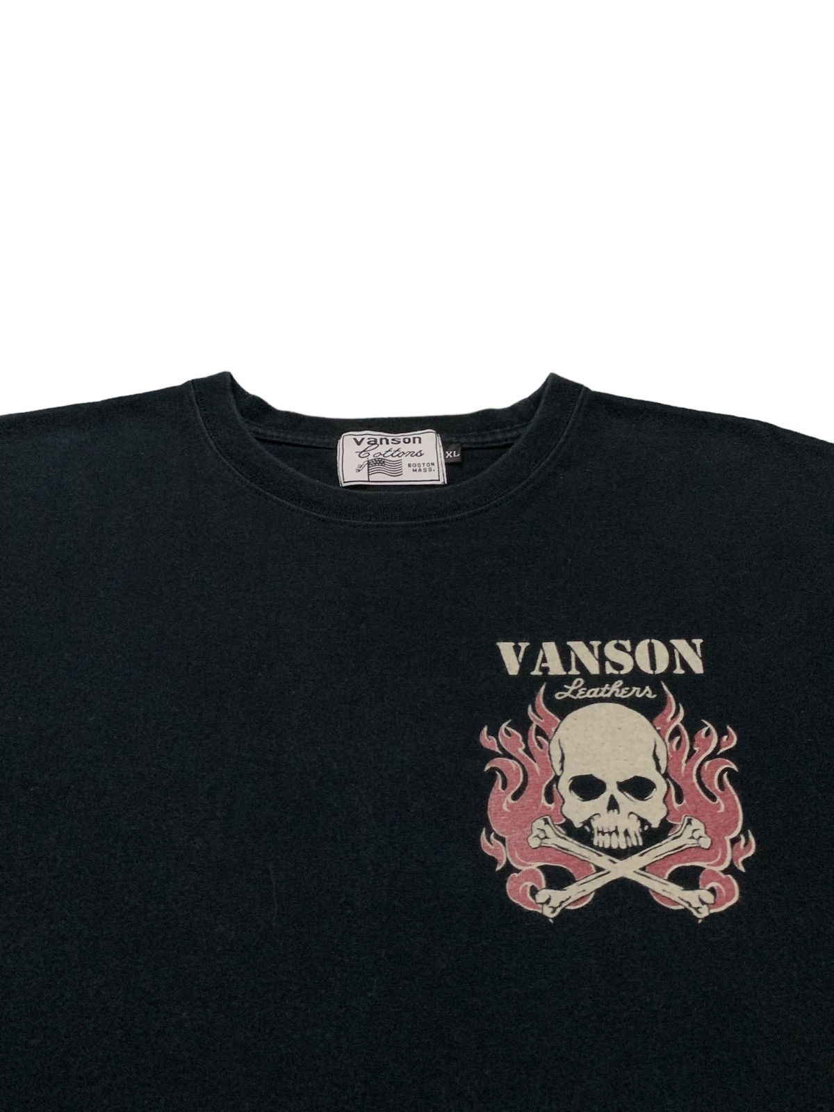 Japanese Brand × Vanson Leathers Vanson Leather Crossbones Flames Street & Track Tshirt Size US L / EU 52-54 / 3 - 5 Thumbnail