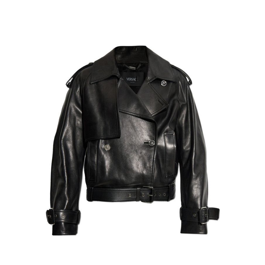 Versace VERSACE Black Leather Jacket New & Authentic (Women's size:I Size S / US 4 / IT 40 - 1 Preview