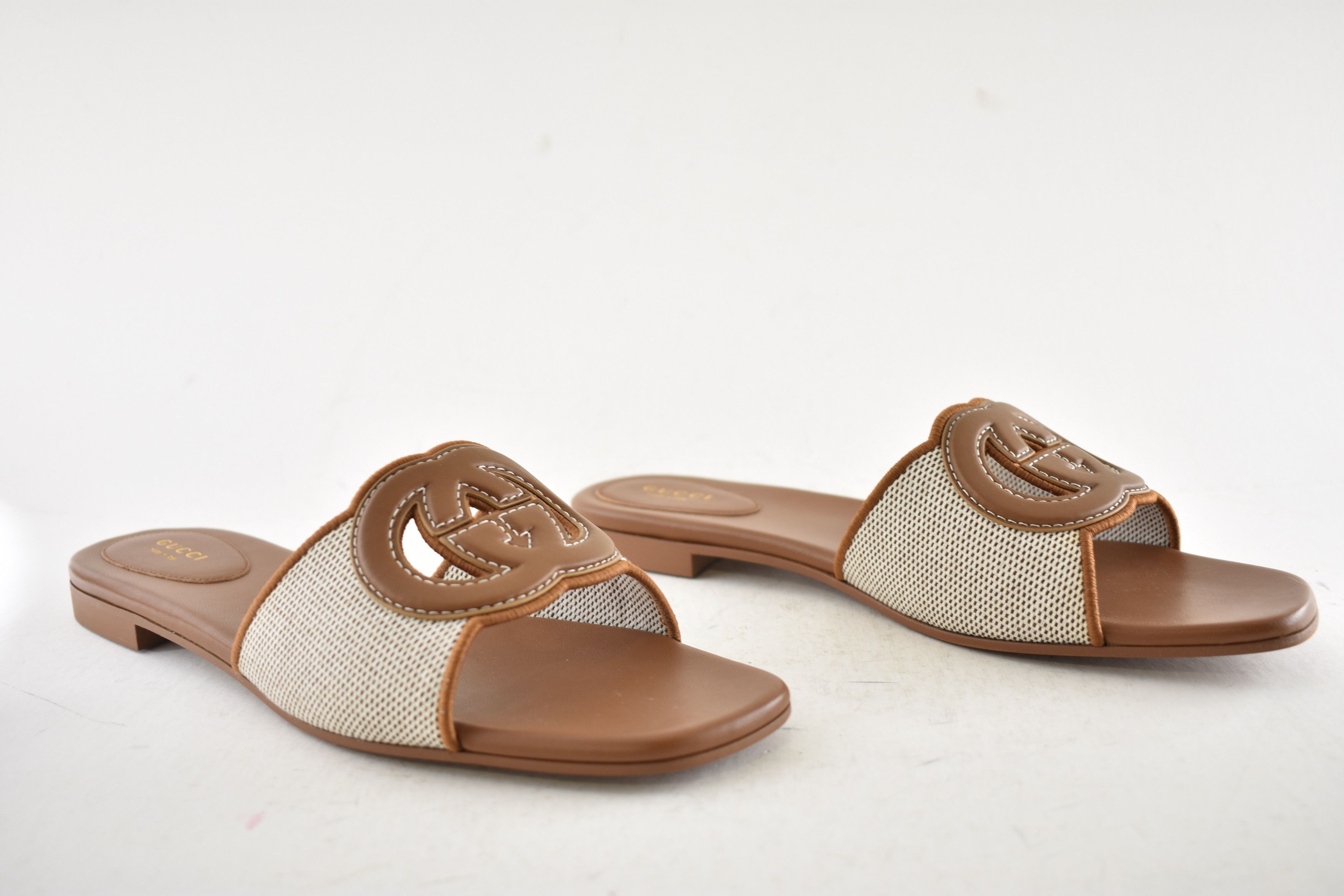 Gucci Gucci GG Interlocking Logo Brown Flat Slide Sandal 42 Size US 12 / IT 42 - 6 Thumbnail