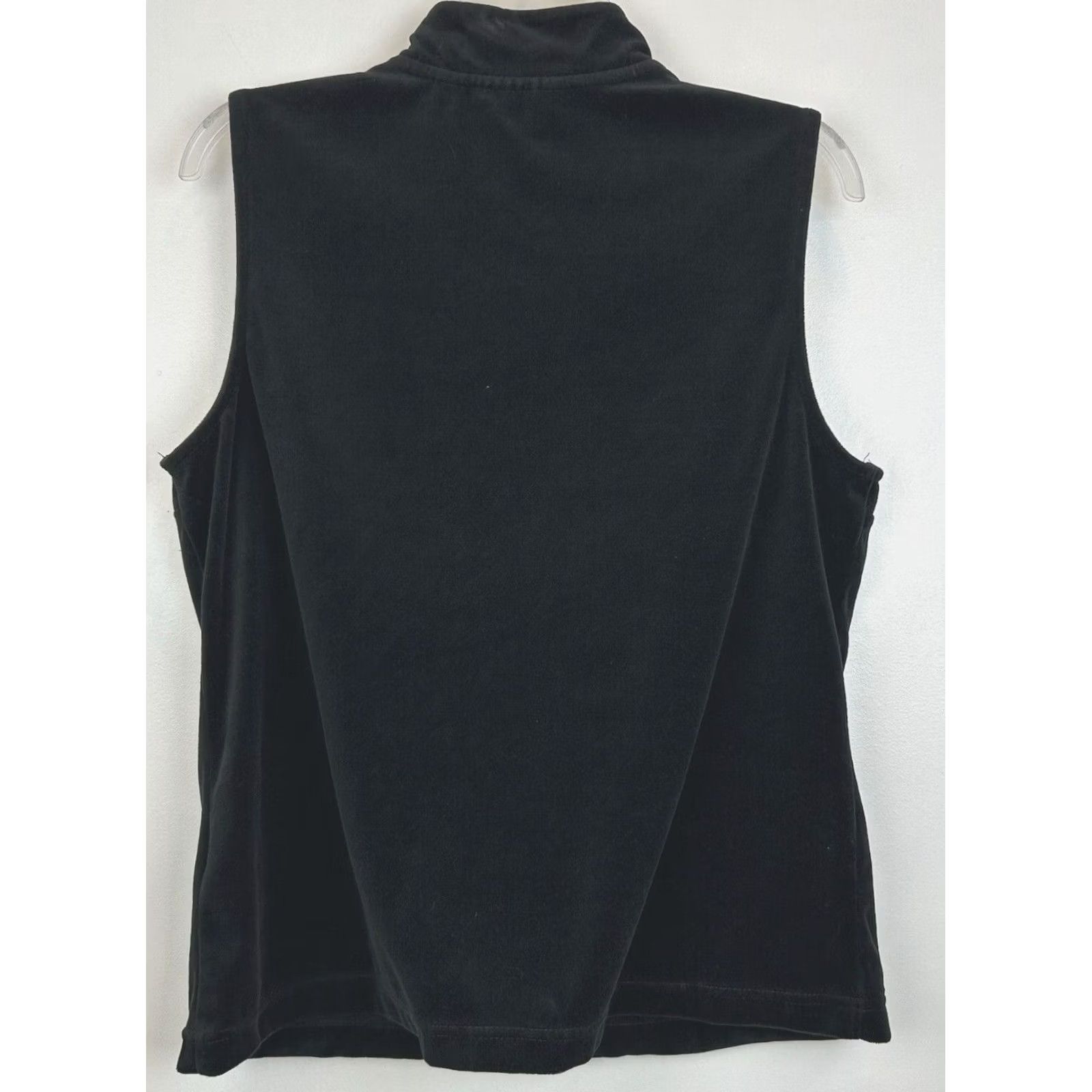 Velour Black Velour Vest Woman Medium Quilted Full Zip Solid Minmalist Staple Size M / US 6-8 / IT 42-44 - 2 Thumbnail