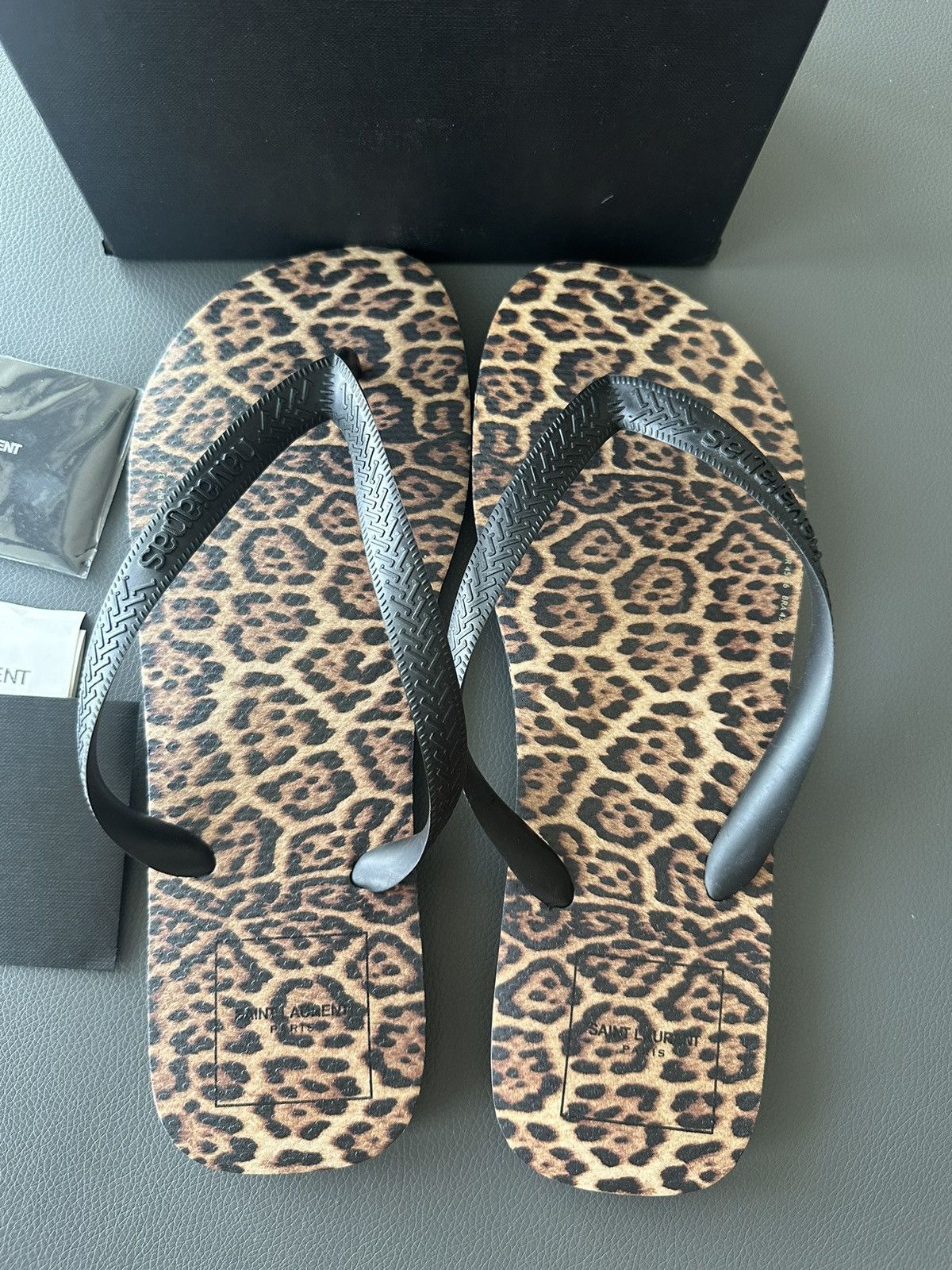 Saint Laurent Paris Brand New Limited Edition Leopard Rubber Sandal Slides Size US 11.5 / EU 44-45 - 3 Thumbnail