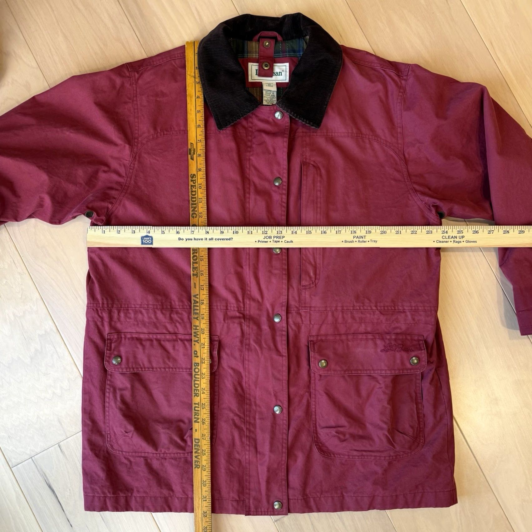 Vintage LL Bean Chore Coat Women's Large Red Long Full Zip Outerwear Size L / US 10 / IT 46 - 3 Thumbnail