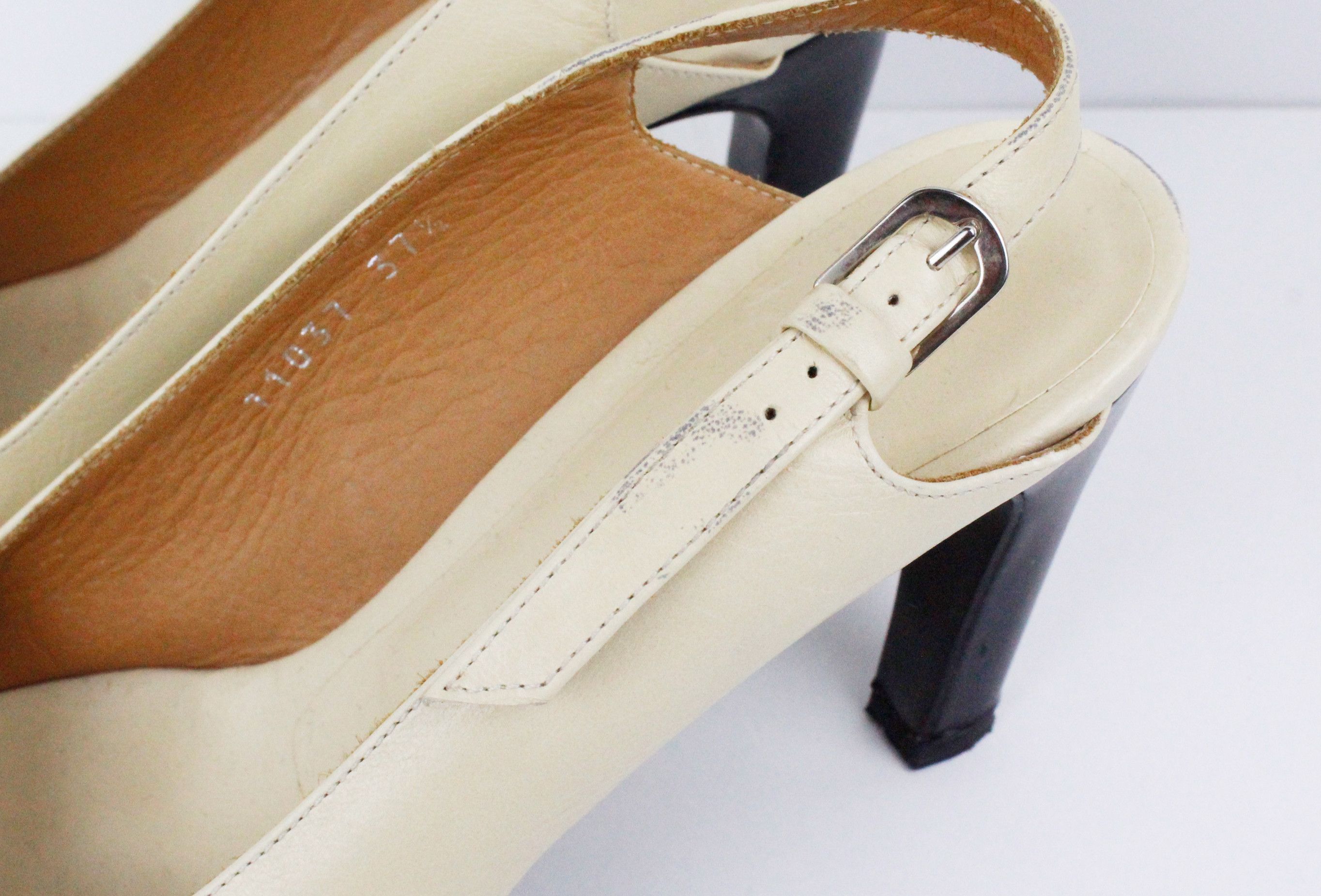Dries Van Noten Dries Van Noten Beige Leather Open Toe Pumps Shoes Size US 7.5 / IT 37.5 - 6 Thumbnail