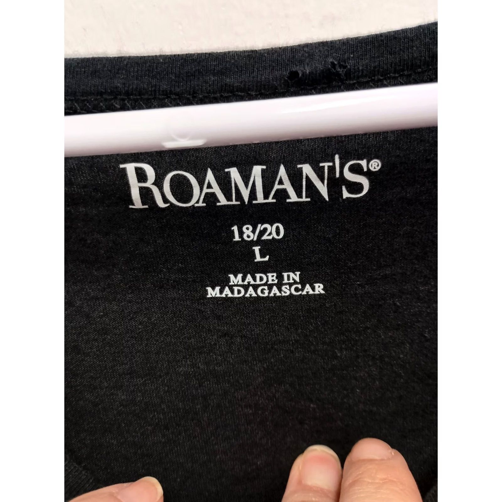 Vintage Roaman'S BOHO Whimsygoth Tunic Top Sz 18/20 Black Floral Lace 3/4 Sleeve, Pre-Owned, In Excellent Condition, 25 in x 31 in Size XXL / US 16-18 / IT 52-54 - 4 Thumbnail