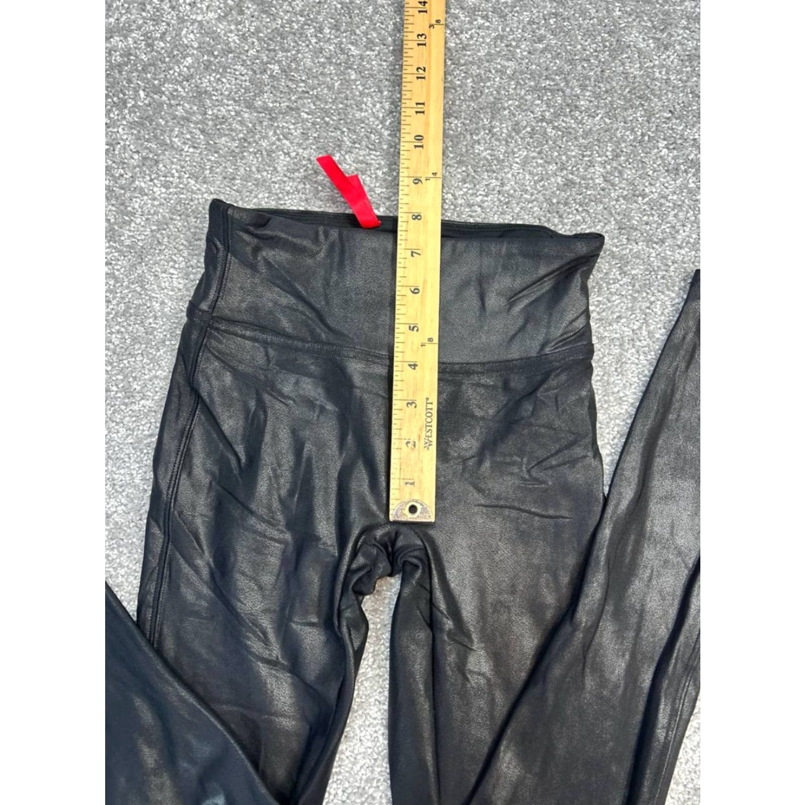 Spanx Spanx Black Faux Leather Leggings Womens XS Nylon Elastane Stretch High Waisted Cropped Skinny Leg Size 42" / US 20 - 4 Thumbnail