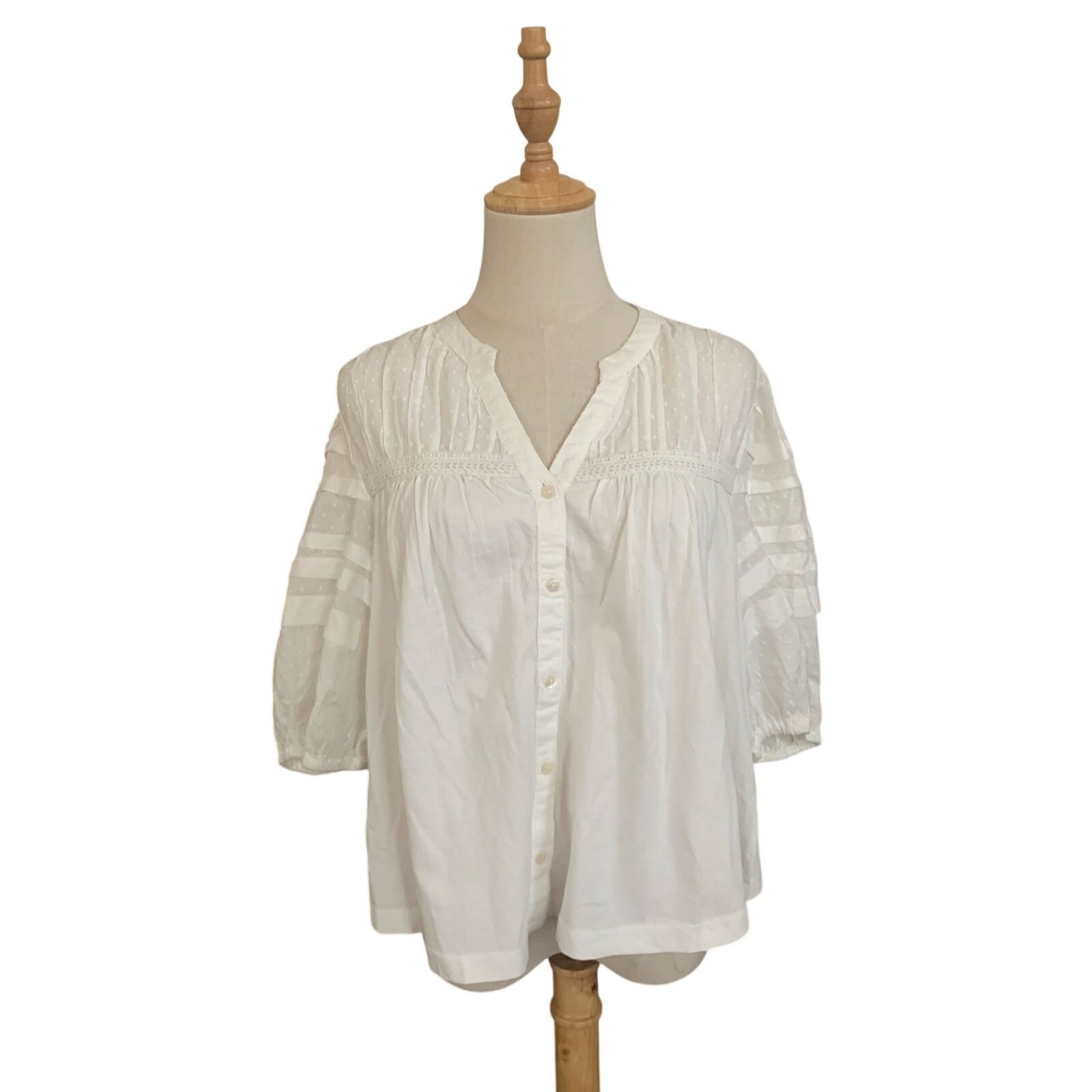 Anthropologie NWT Anthropologie Puff Sleeve Swiss Dot Blouse Size M / US 6-8 / IT 42-44 - 5 Thumbnail