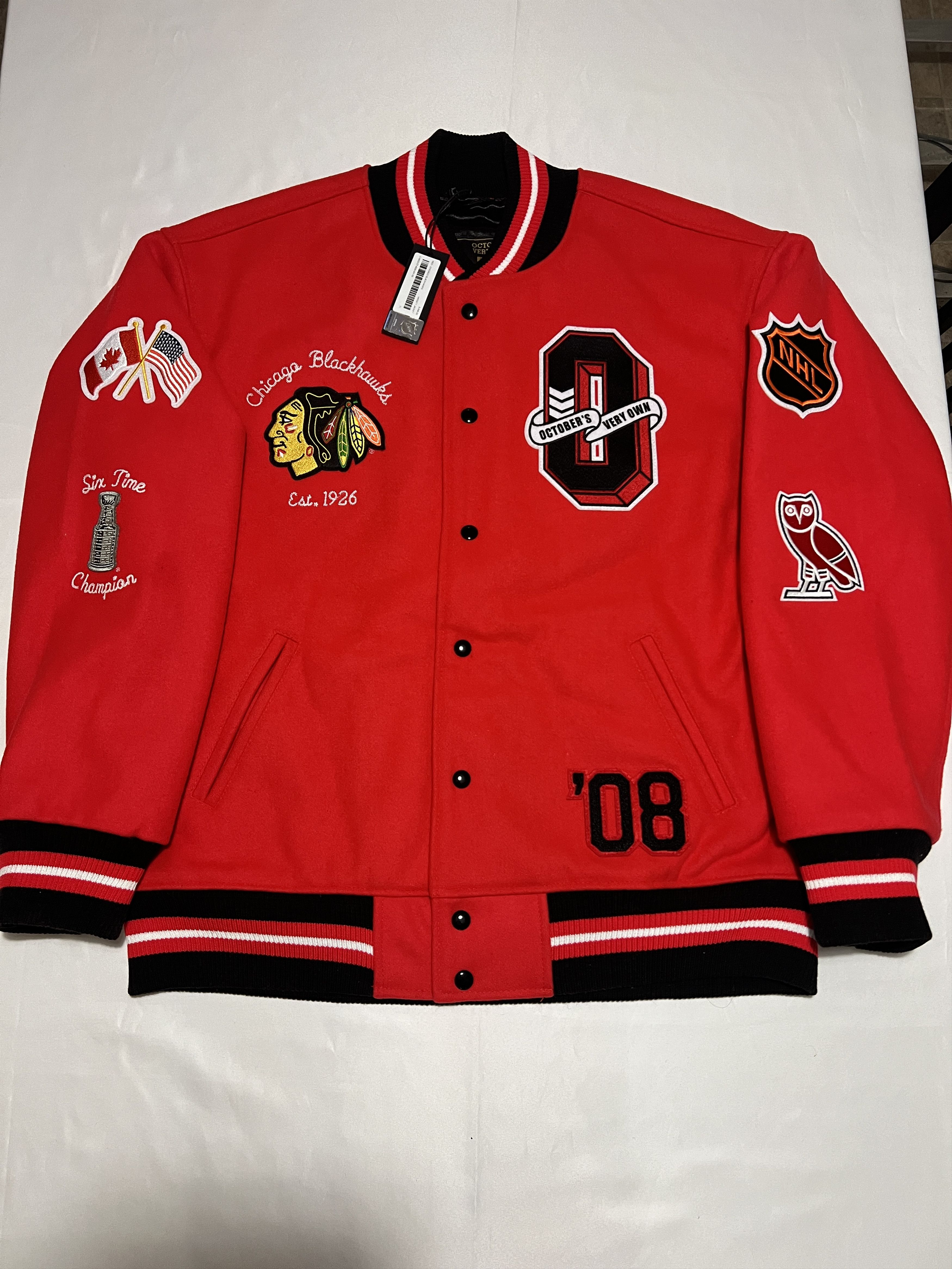 Drake OVO x NHL Chicago Blackhawks Varsity Jacket Size US XXL / EU 58 / 5 - 1 Thumbnail