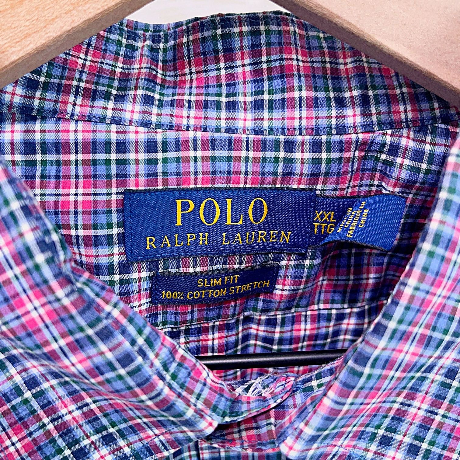 Polo Ralph Lauren POLO Ralph Lauren Slim Cotton Stretch Shirt Blue Plaid XXL Size US XXL / EU 58 / 5 - 5 Thumbnail