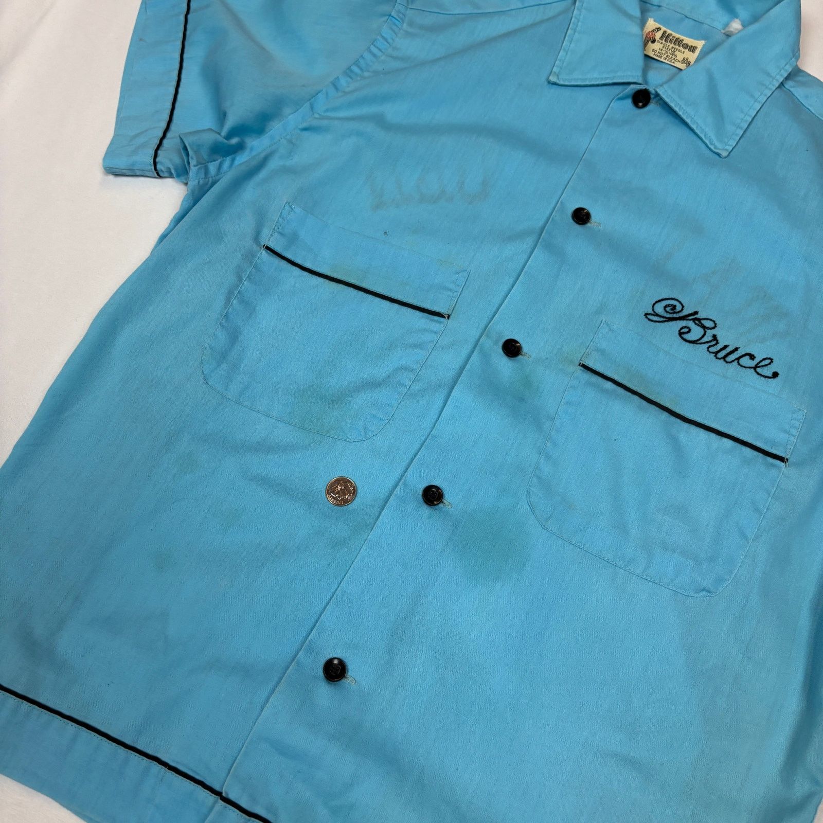 Vintage VTG 50s Hilton Bowling Shirt Wally's Den Small Chain Stitch Size US S / EU 44-46 / 1 - 9 Thumbnail