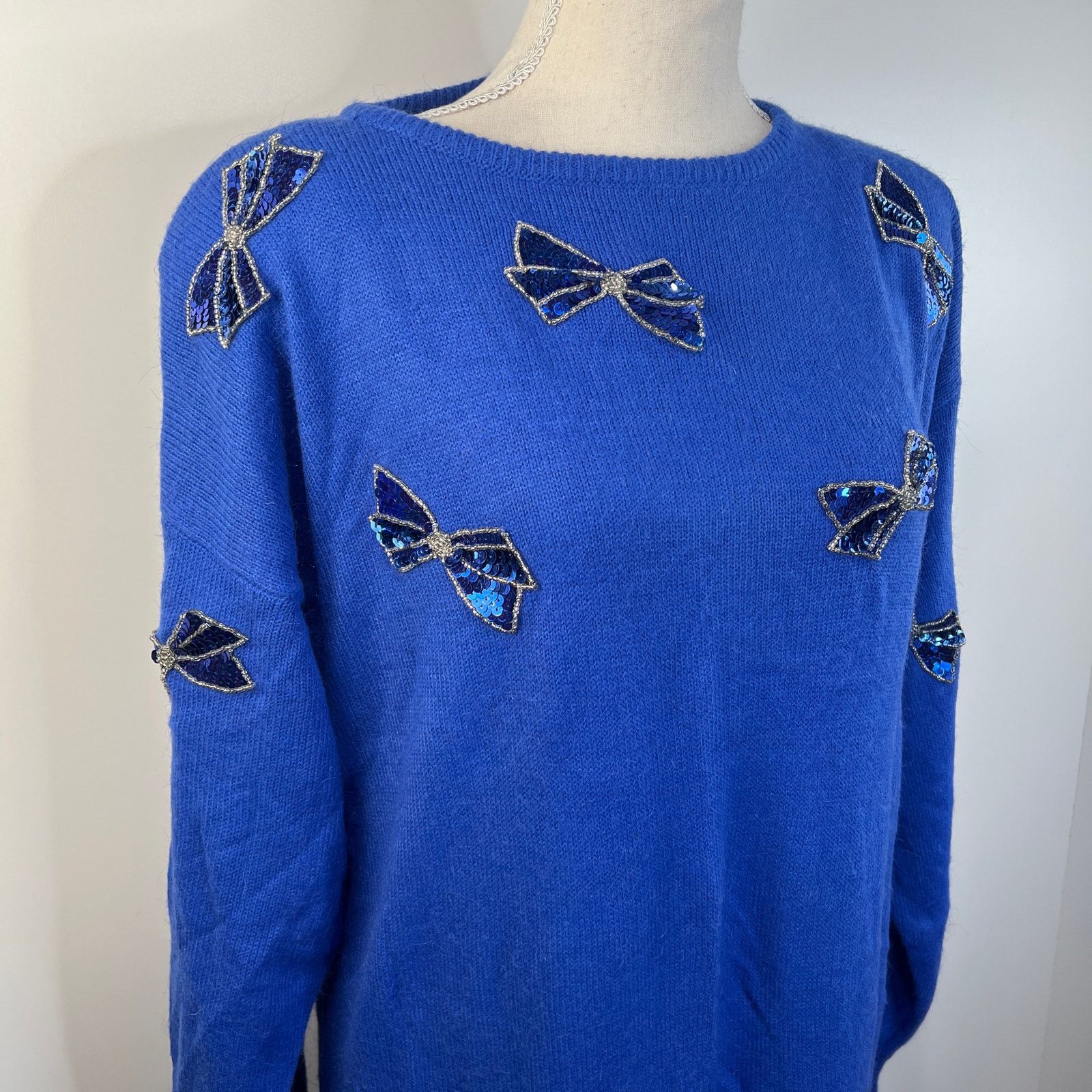 Vintage Vintage Sweater Midi Dress Darian Sequin Bows Plus Size Size XL / US 12-14 / IT 48-50 - 2 Thumbnail
