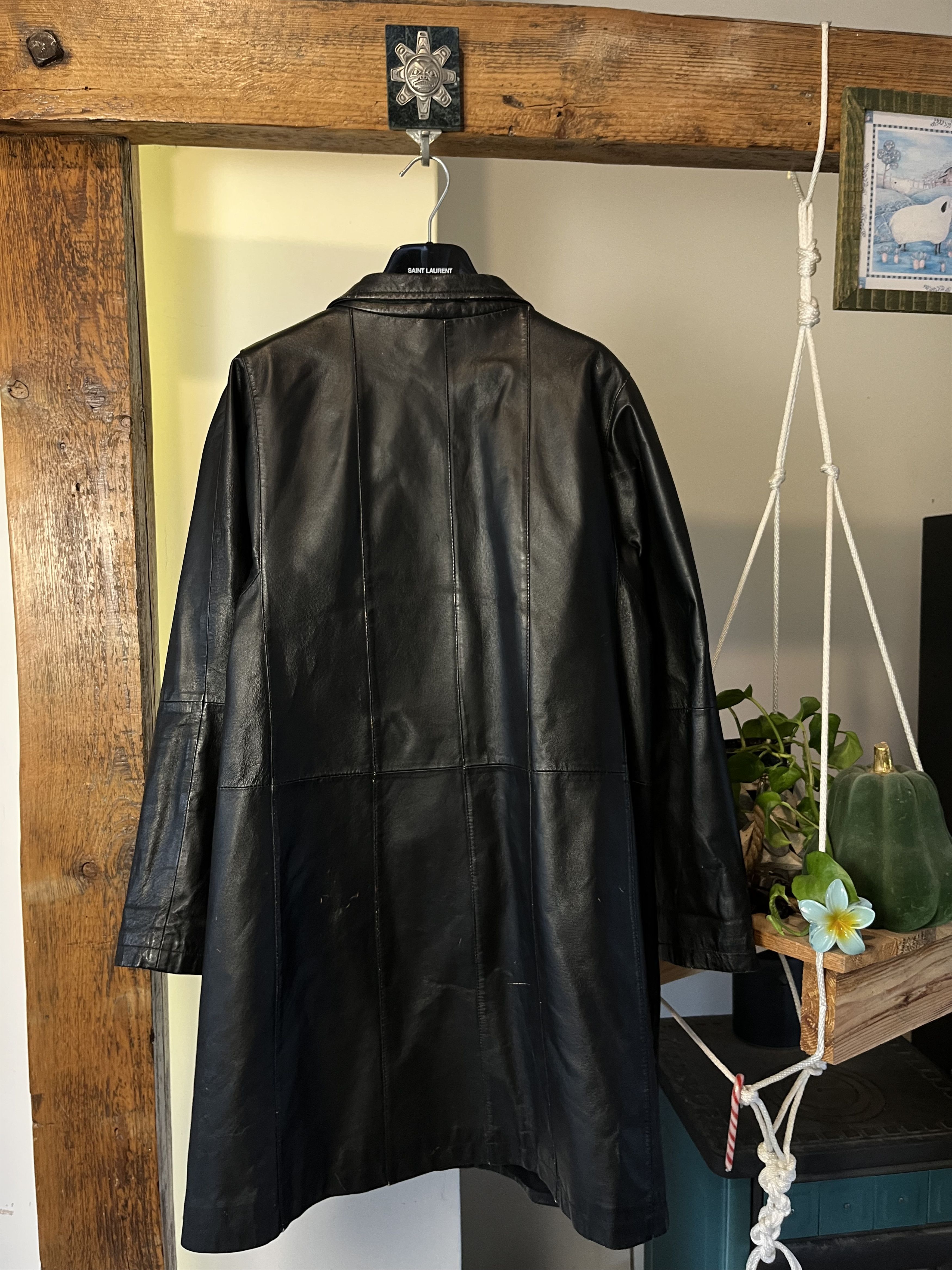 Genuine Leather × Japanese Brand × Vintage Y2K Genuine Long Leather Coat Matrix Space Cowboy Vibe Size US L / EU 52-54 / 3 - 2 Thumbnail