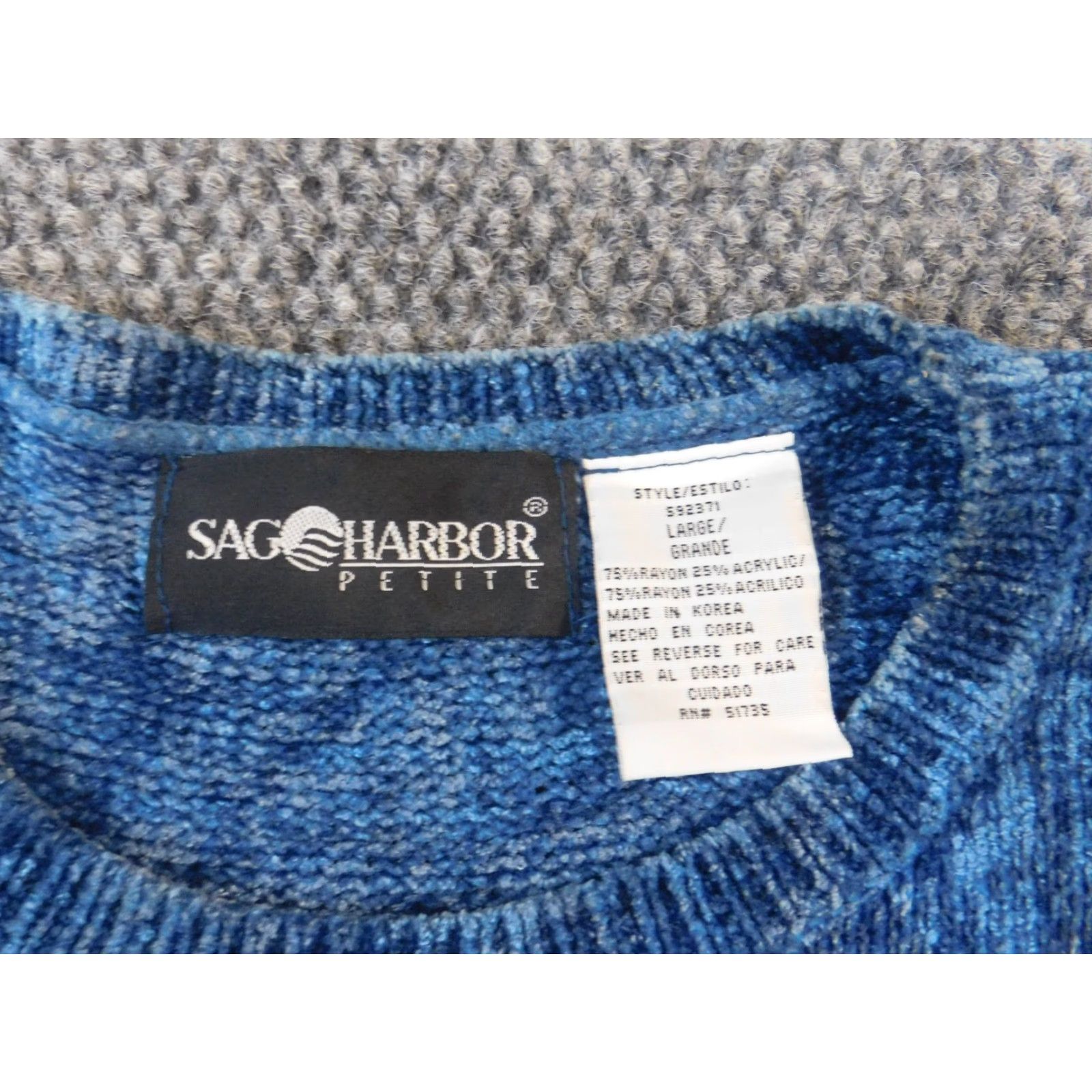 Vintage Sag Harbor Womens Sweater L Blue Short Sleeve Crew Neck Pullover Knit Dolman Sleeve 100% Cotton Logo Classic Lightweight Size L / US 10 / IT 46 - 4 Thumbnail