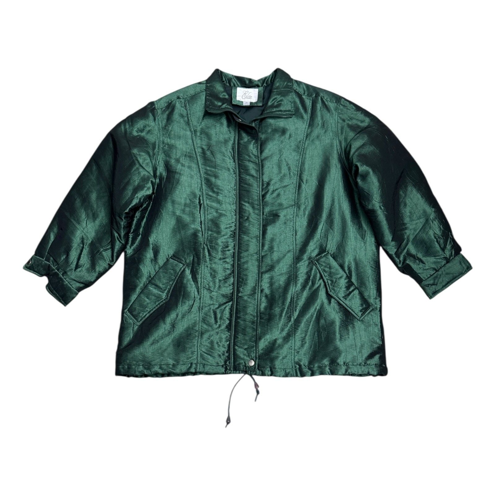 ELAN ELAN Vintage 90s Shiny Green Retro Winter Glam Parka Coat 1X Size XL / US 12-14 / IT 48-50 - 1 Thumbnail