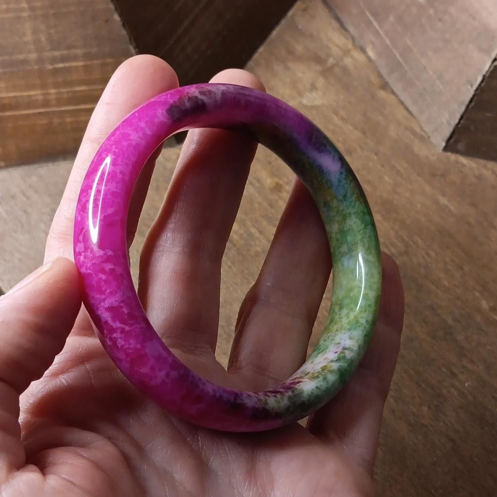 Designer Genuine Peacock Jade Bangle Bracelet Size ONE SIZE - 3 Thumbnail