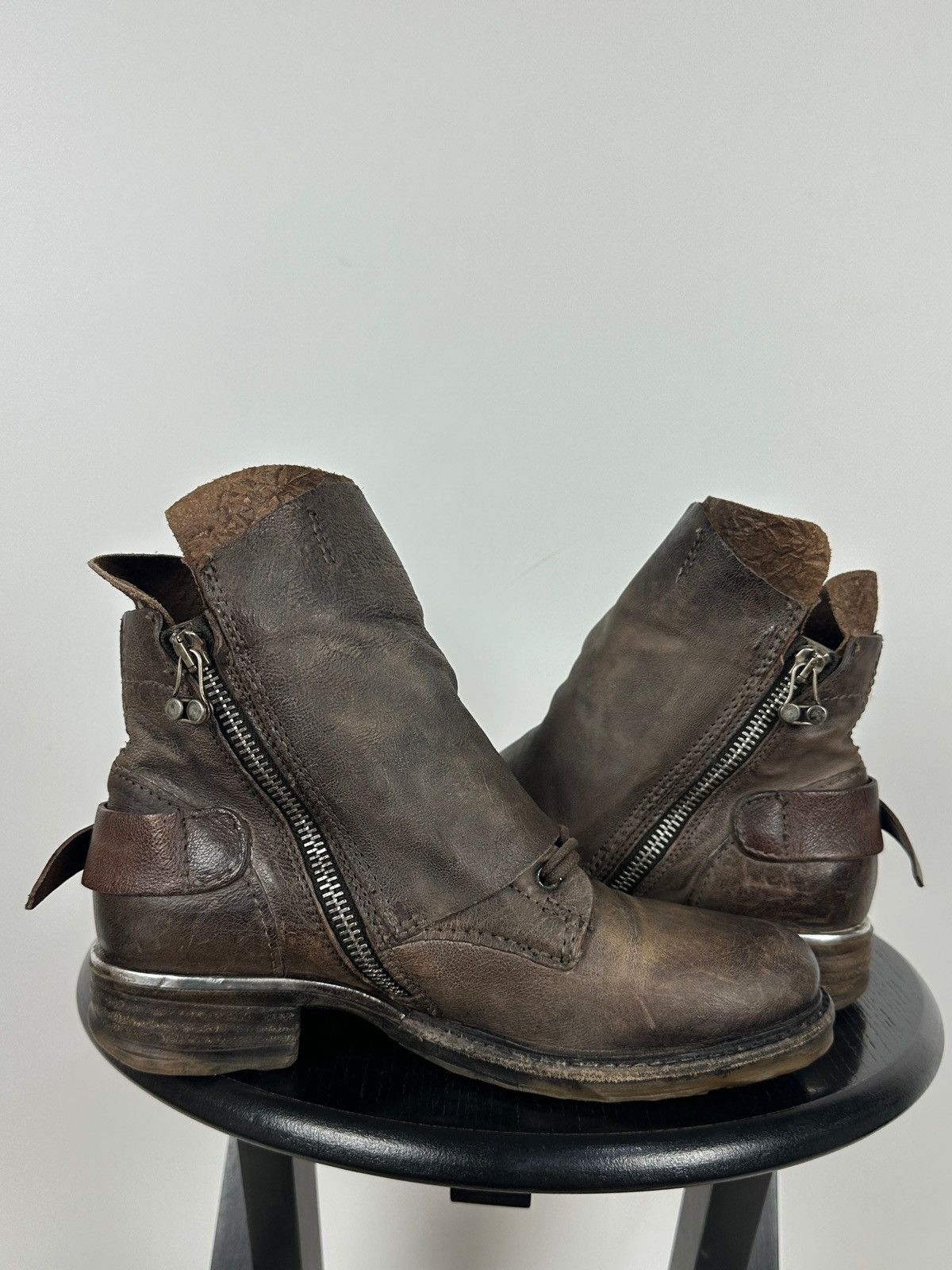 A.S.98 A.S.98. Airstep Brown Leather Buckle Biker Ankle Boots Size US 6 / IT 36 - 10 Thumbnail