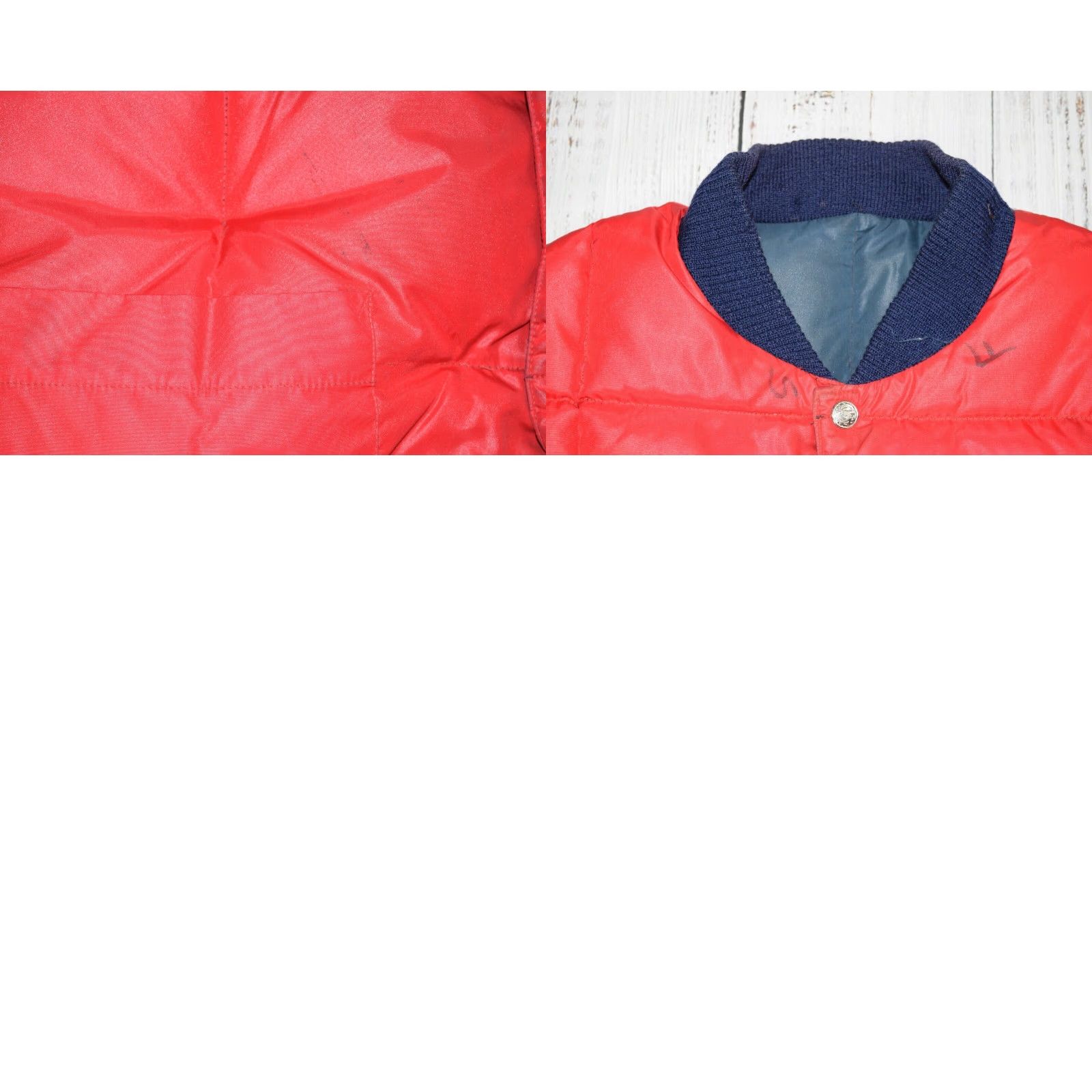 J Brand VINTAGE Swan Brand Reversible Down Puffer Vest Quilted Nylon Snap Up Men L Blue Red 1970s Hunting Gear Mens Vest Size US L / EU 52-54 / 3 - 8 Thumbnail