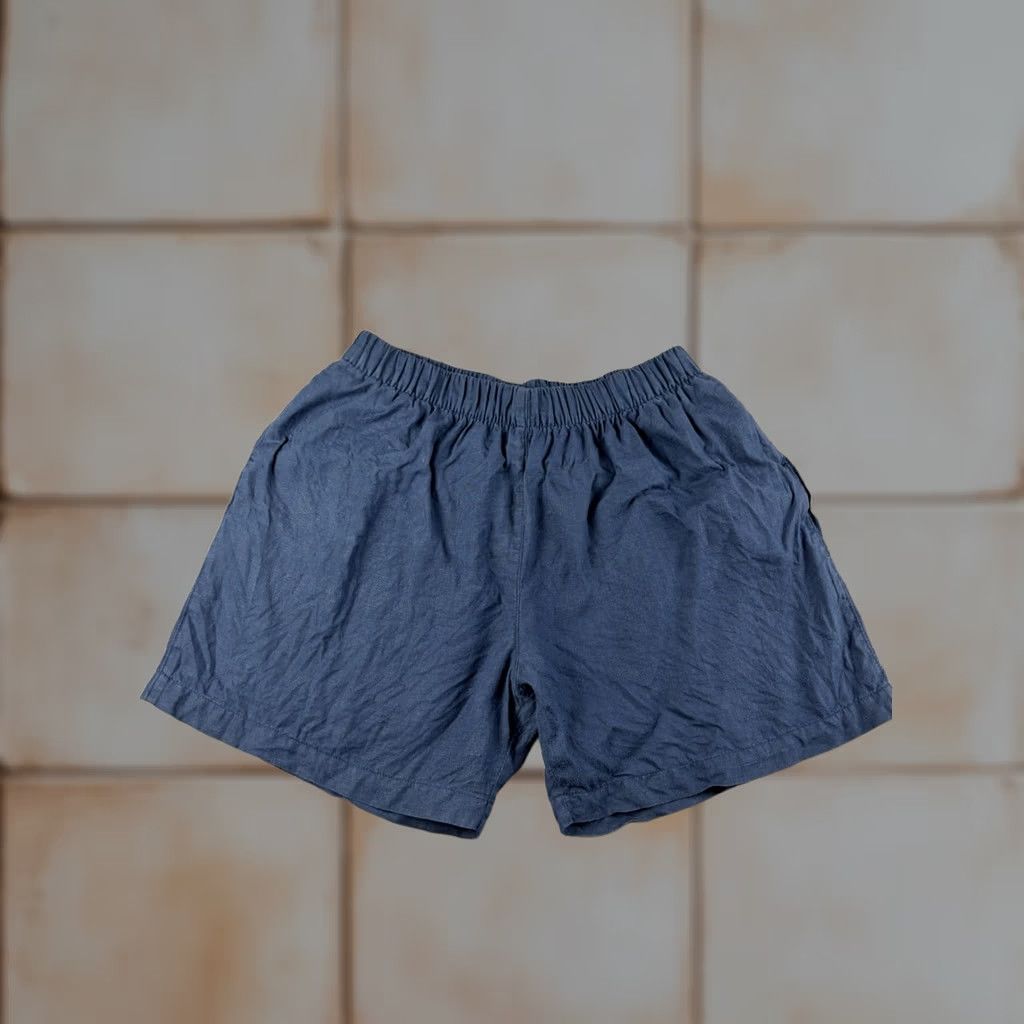 Vintage American Giant Women's Linen Short Beach Horizon Blue 100% Linen Pull On XL Elastic Waist Chino Relaxed Regular Beach Women Blue 100% Linen Short Size 40" / US 18 - 1 Thumbnail