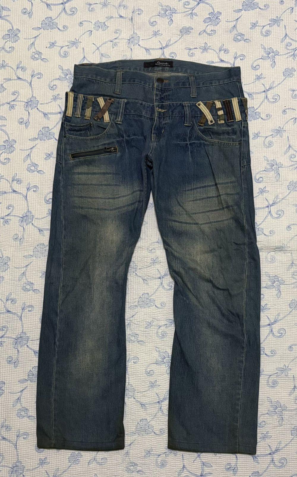 Japanese Brand Japanese International World Streetwear Double Waist Denim Size US 35 - 2 Thumbnail