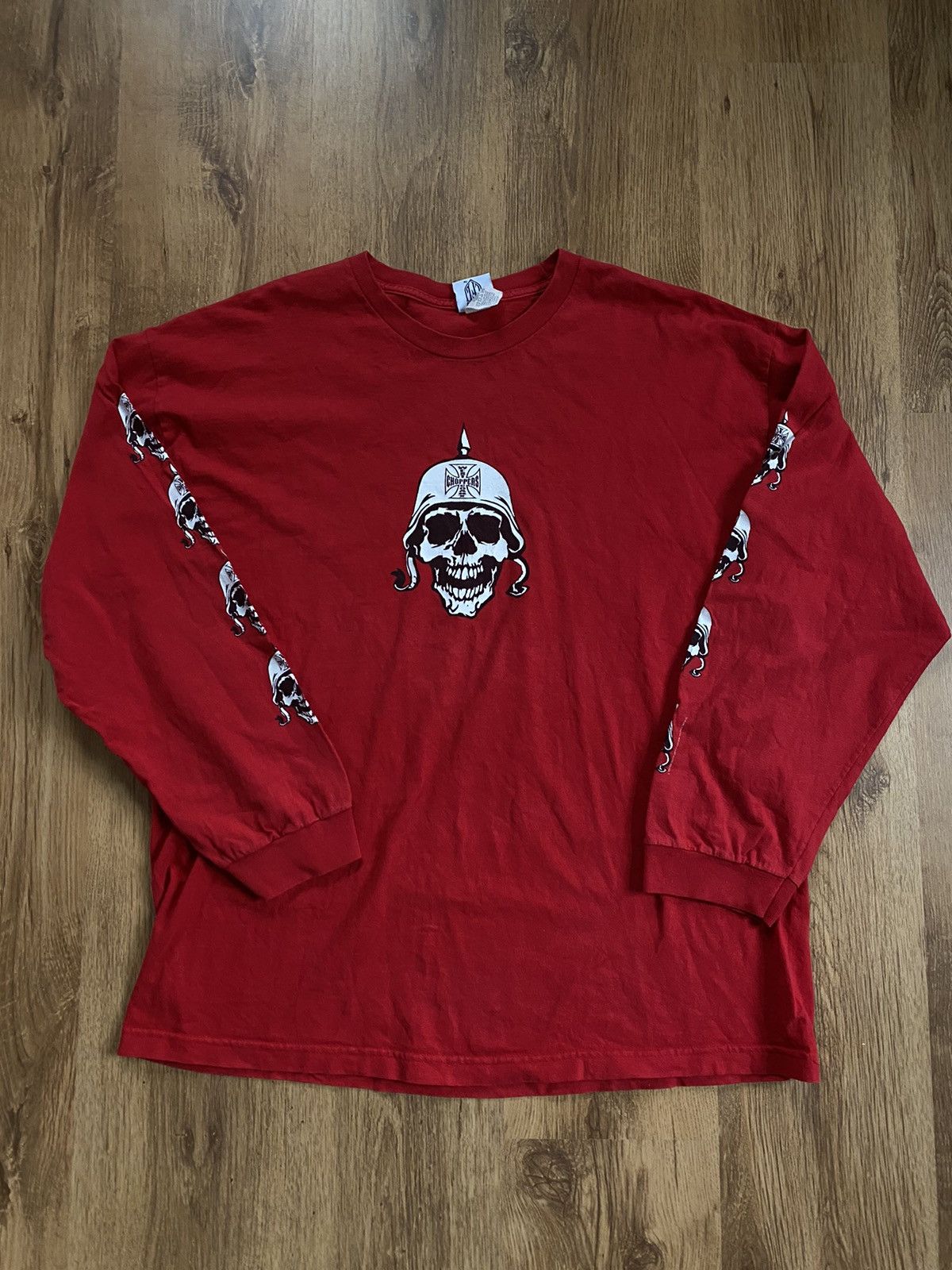 image of Very West Coast Choppers Lampas Longsleeve in Red, Men's (Size 2XL)