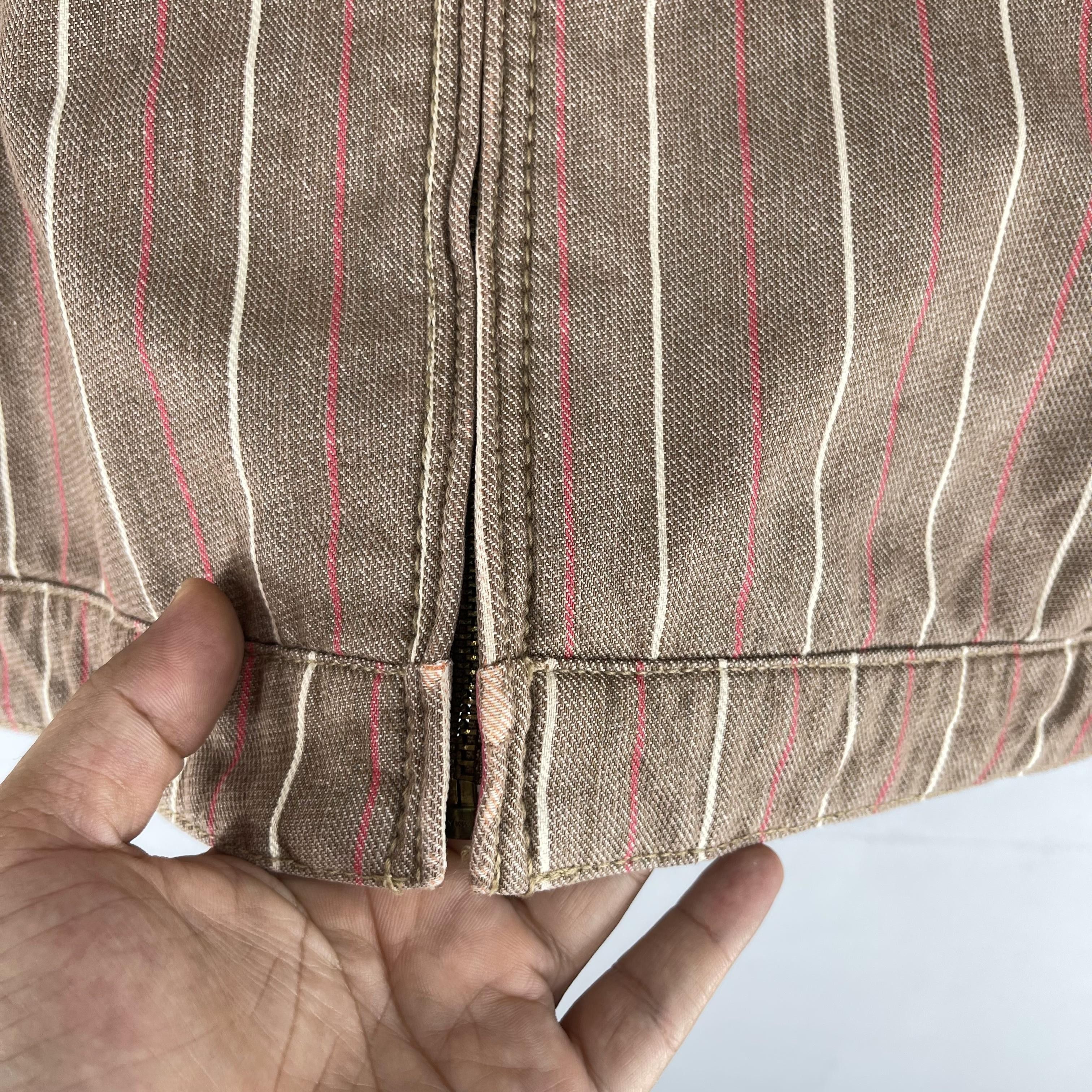 Japanese Brand Vintage OILCAKE Japan Pinstripe Denim Bondage Bikers Jacket Size US M / EU 48-50 / 2 - 8 Thumbnail