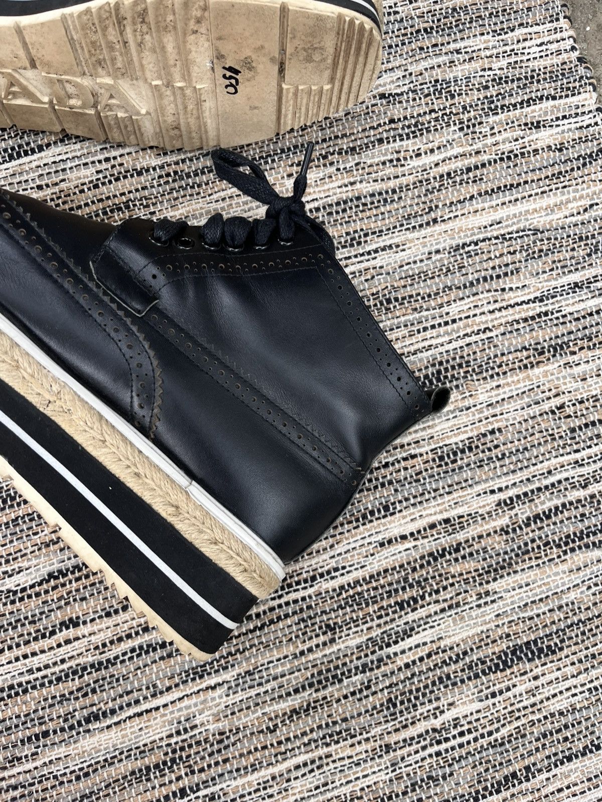 Prada Rare Prada Brogue Platform Sneakers Black Leather Luxury Y2K Size US 8 / IT 38 - 11 Thumbnail