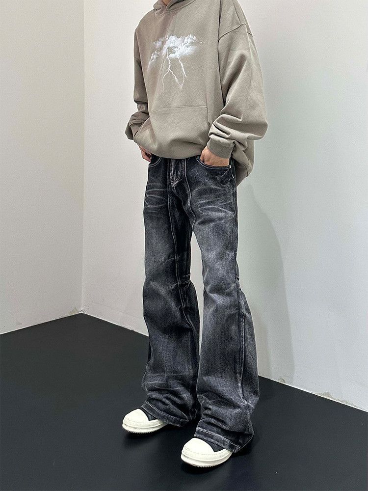 Japanese Brand × Jean Men's American retro patchwork distressed flared jeans Size US 32 / EU 48 - 2 Thumbnail