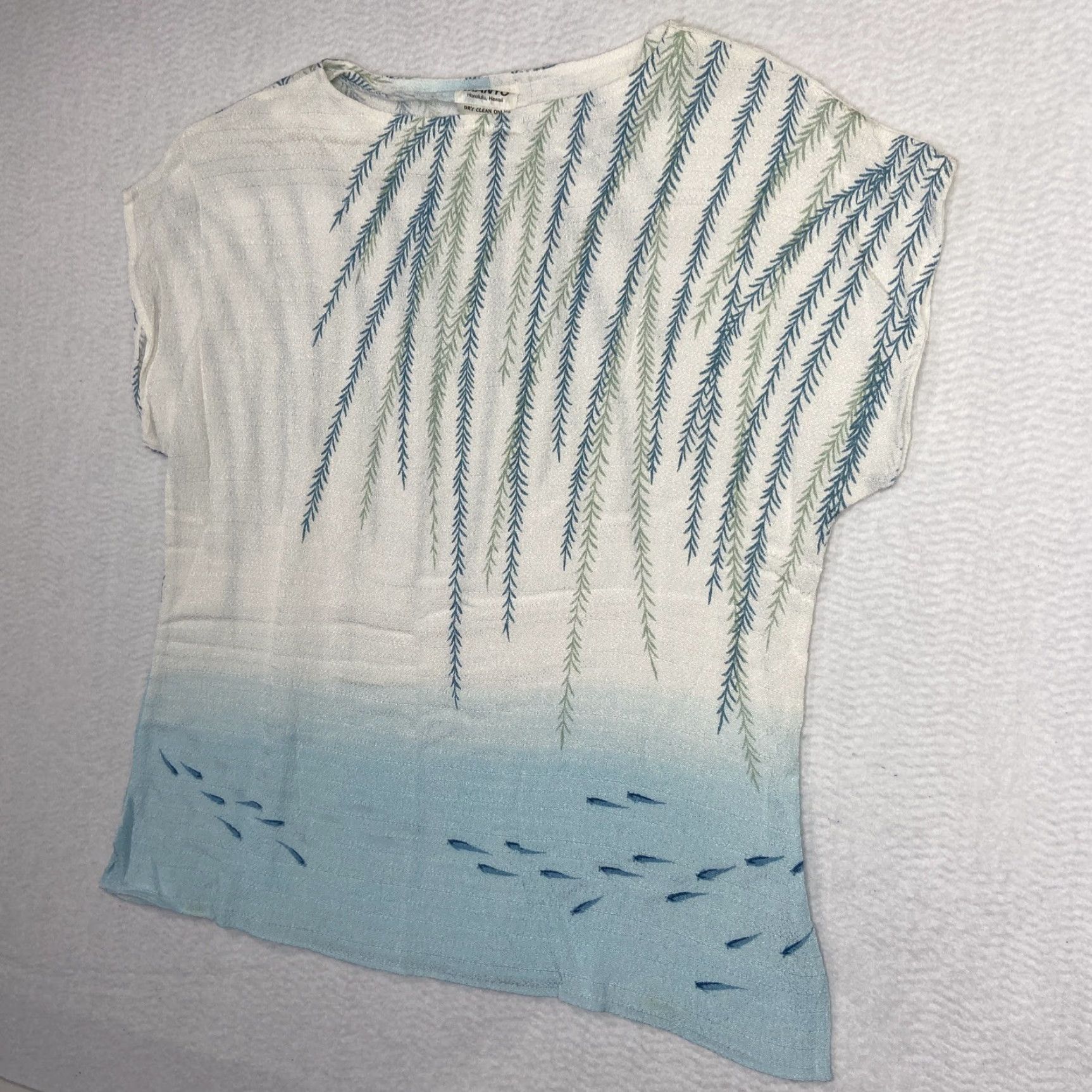 Vintage VINTAGE Manyo Hawaii Shirt Womens Large L Blue Green Palm Beach Size L / US 10 / IT 46 - 3 Thumbnail
