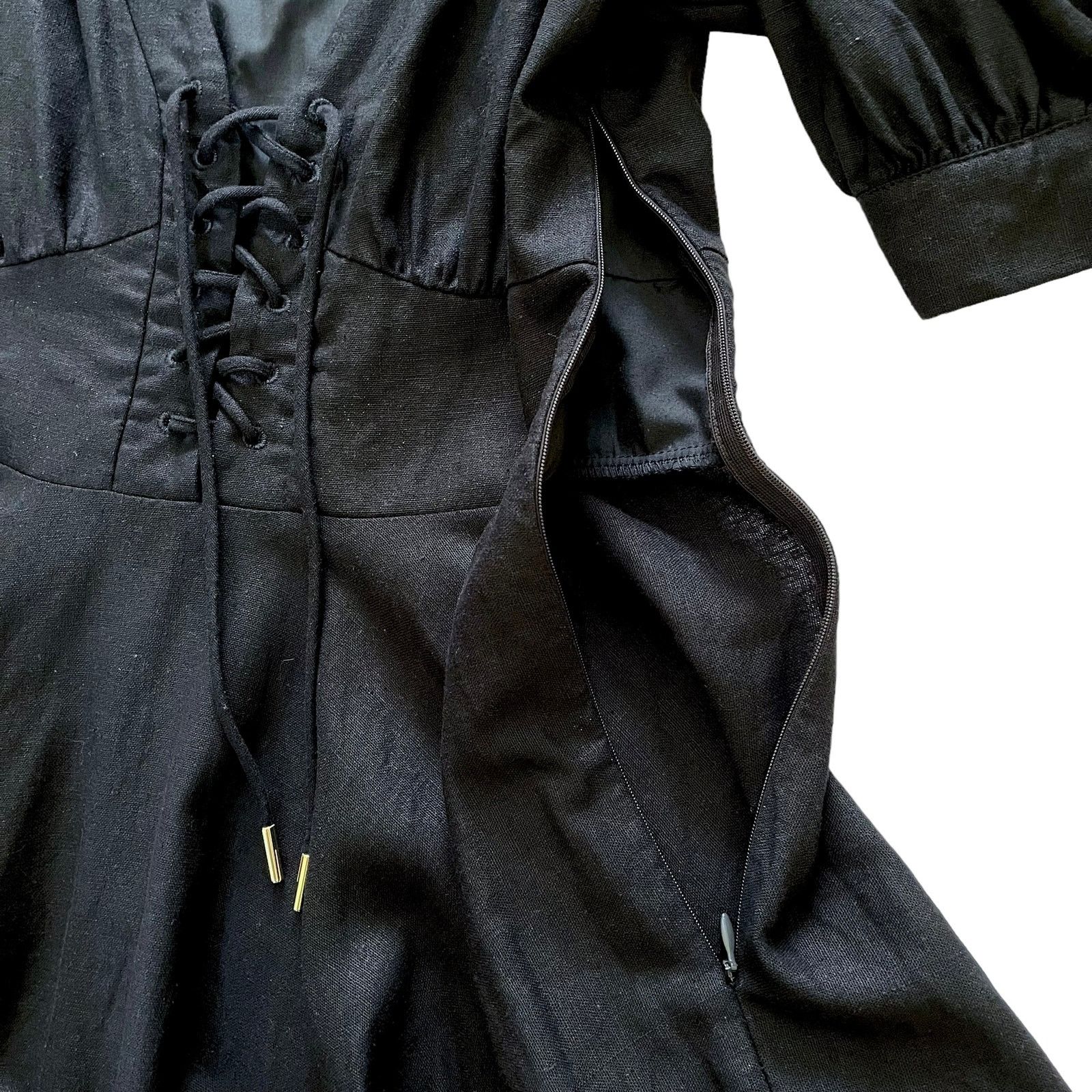 House of Harlow House of Harlow 1960 Black Linen Blend Lace-Up Mini Dress Size M / US 6-8 / IT 42-44 - 6 Thumbnail