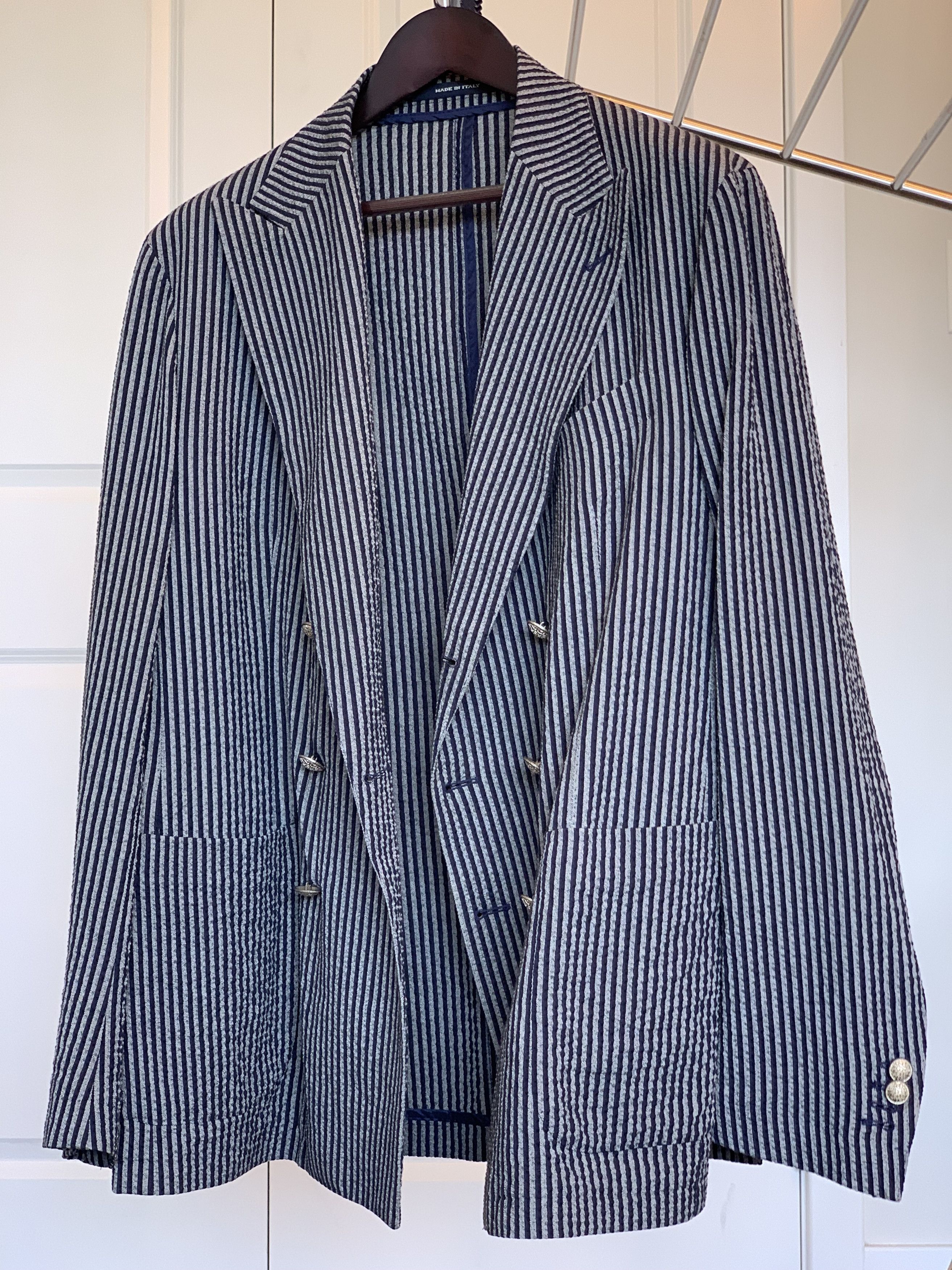 Tagliatore Tagliatore Seersucker Double Breasted Blazer IT 50 Size 40R - 2 Thumbnail