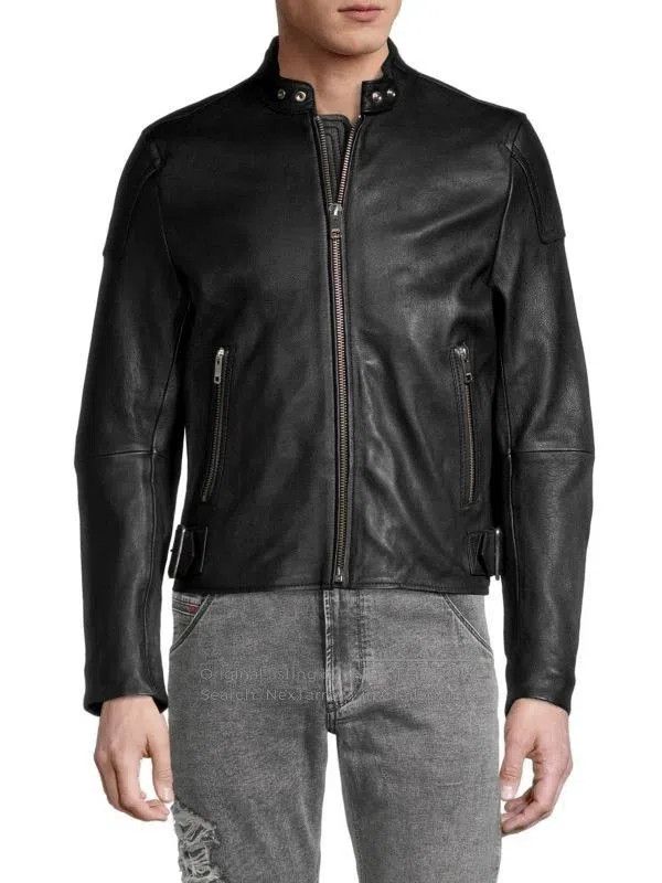 Diesel Diesel Men's Short Stand Collar Leather Jacket. Size US S / EU 44-46 / 1 - 1 Thumbnail
