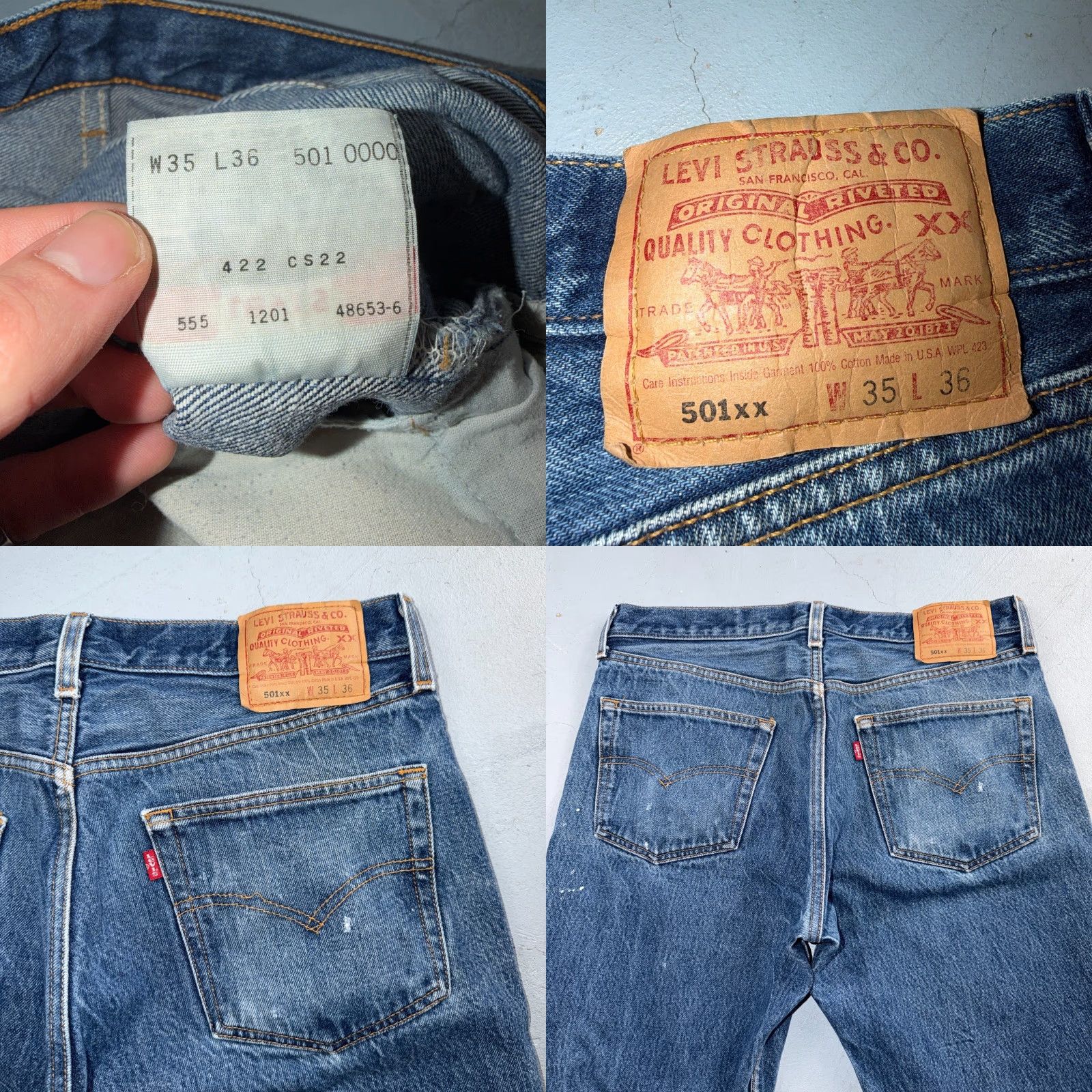 Levi's VINTAGE Levi's 501 Jeans Blue 90s USA Straight Leg 35x36 Men?s Regular 5-Pocket Denim Blue Size US 35 - 10 Thumbnail