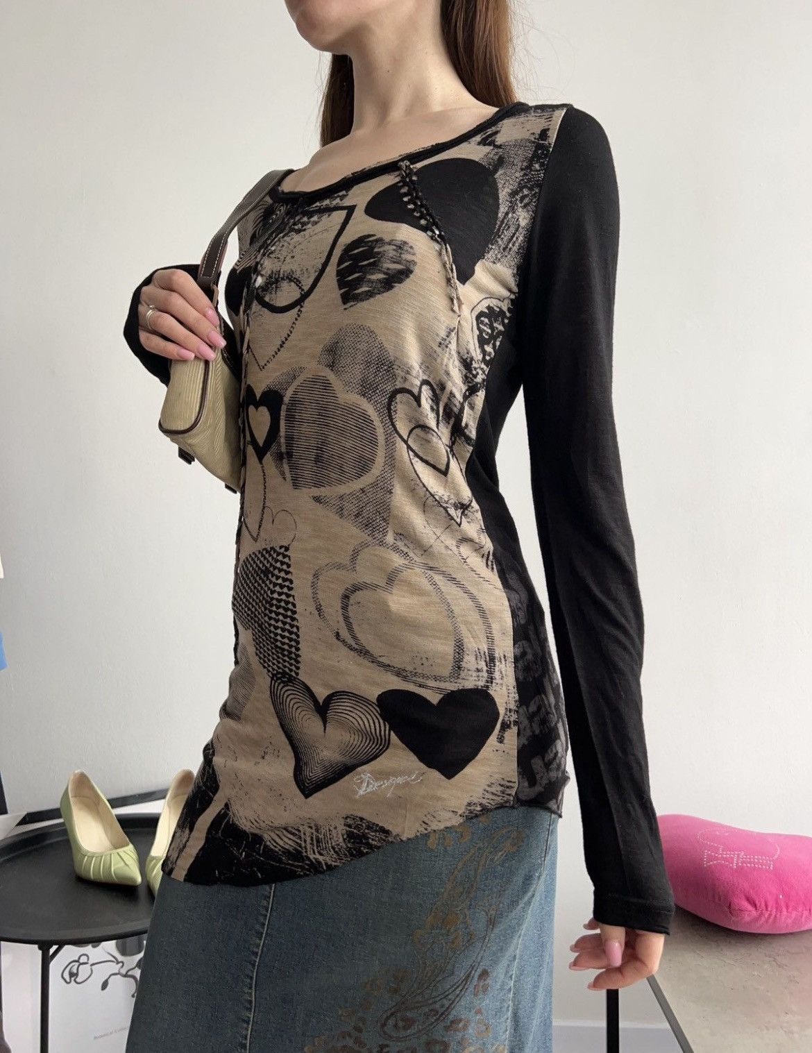 Desigual × If Six Was Nine Vintage Cyber Y2k Desigual Longsleeve Full Print 2000s Grung Size M / US 6-8 / IT 42-44 - 12 Thumbnail