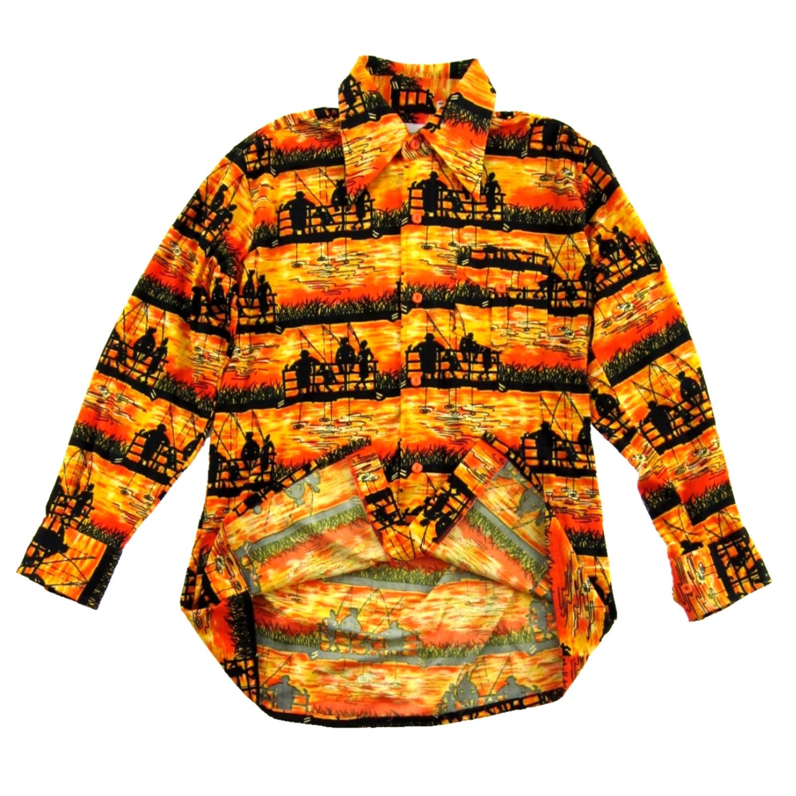 Vintage VINTAGE By Martini Shirt Men Large Orange Fishing Button-Up Long Sleeve Size US L / EU 52-54 / 3 - 5 Thumbnail