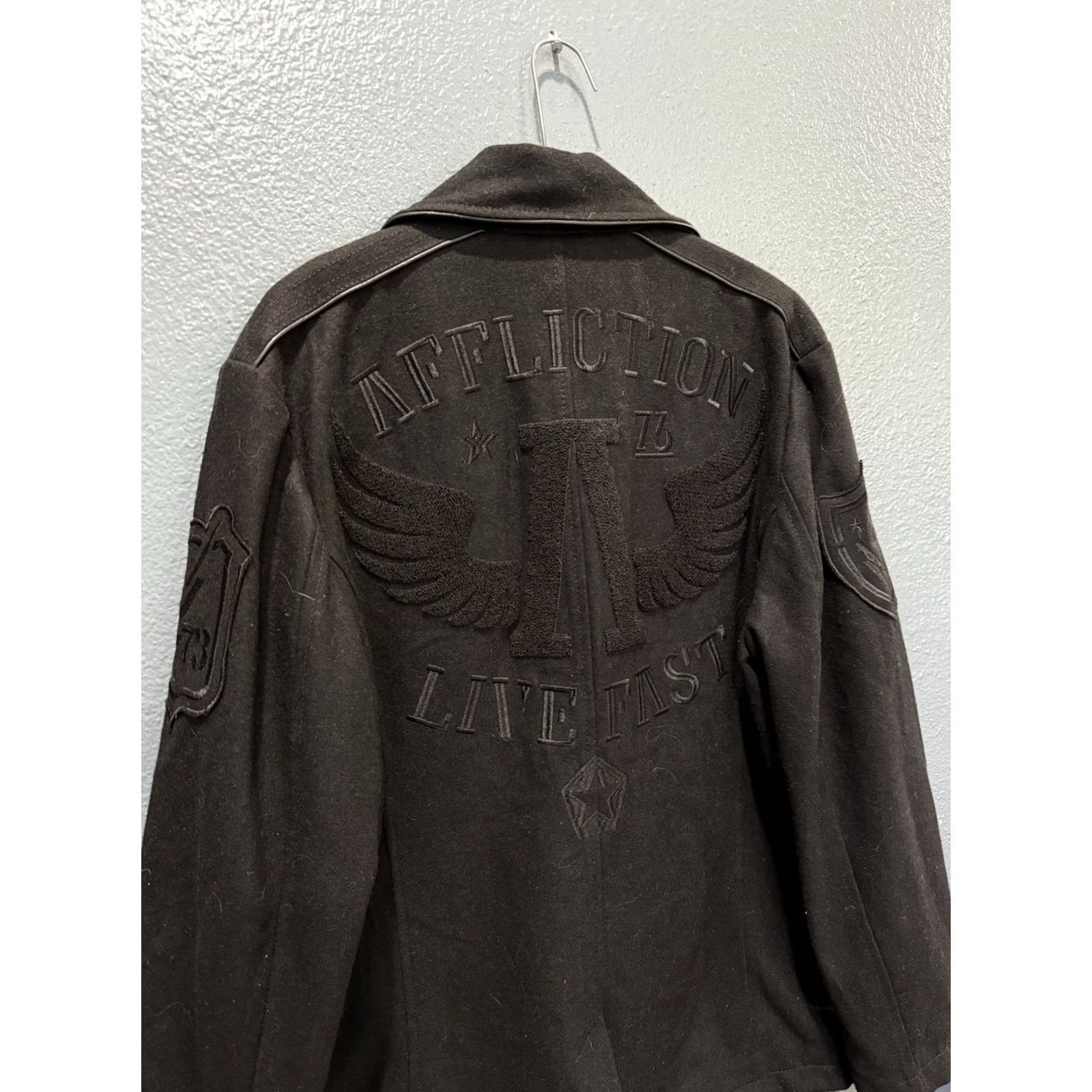 Affliction Affliction Jacket Black Wool Men L Large Pea Coat Trench Style Vintage? Size US L / EU 52-54 / 3 - 2 Thumbnail
