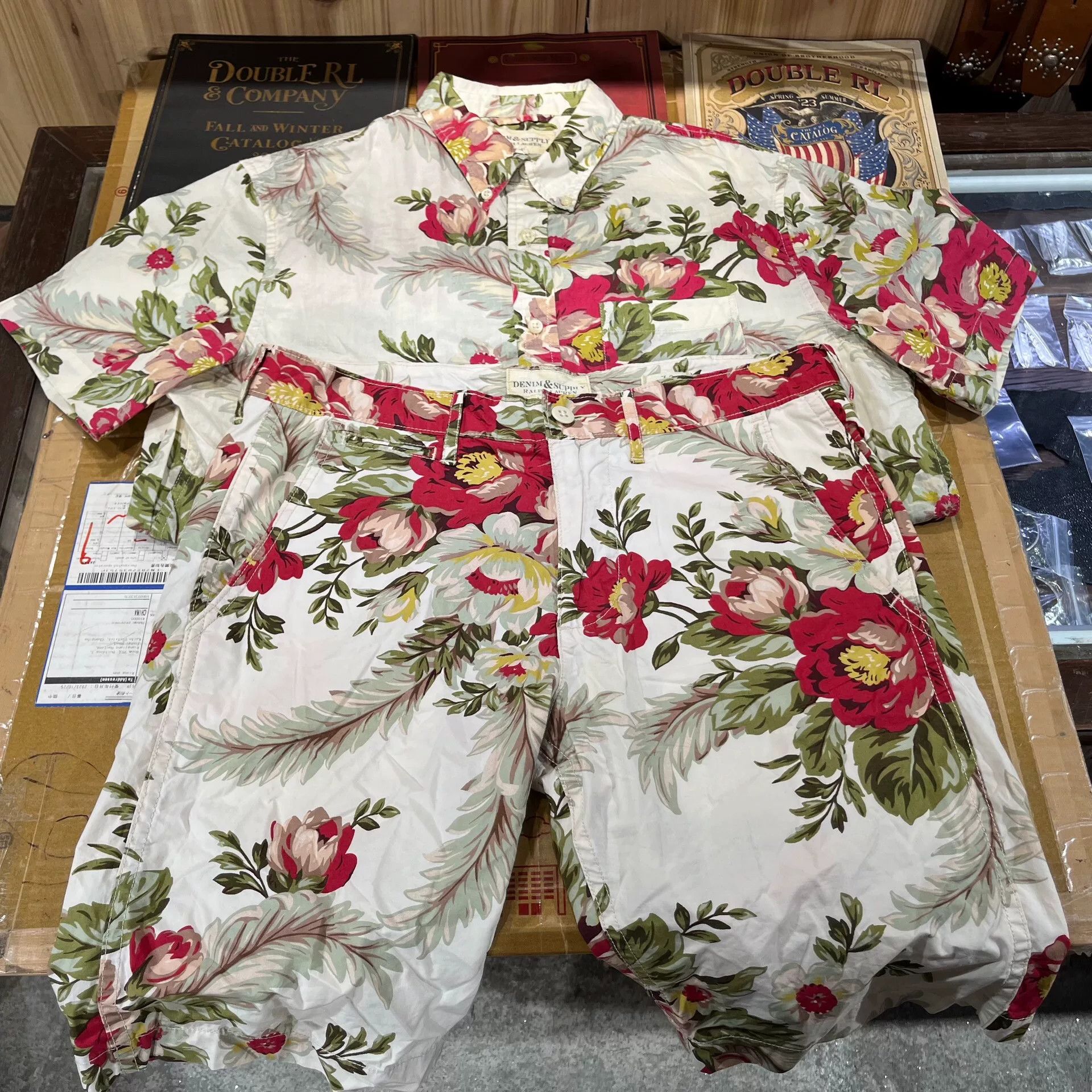 RRL Ralph Lauren Floral Short Sleeve T-Shirt Set Size M / US 6-8 / IT 42-44 - 1 Thumbnail