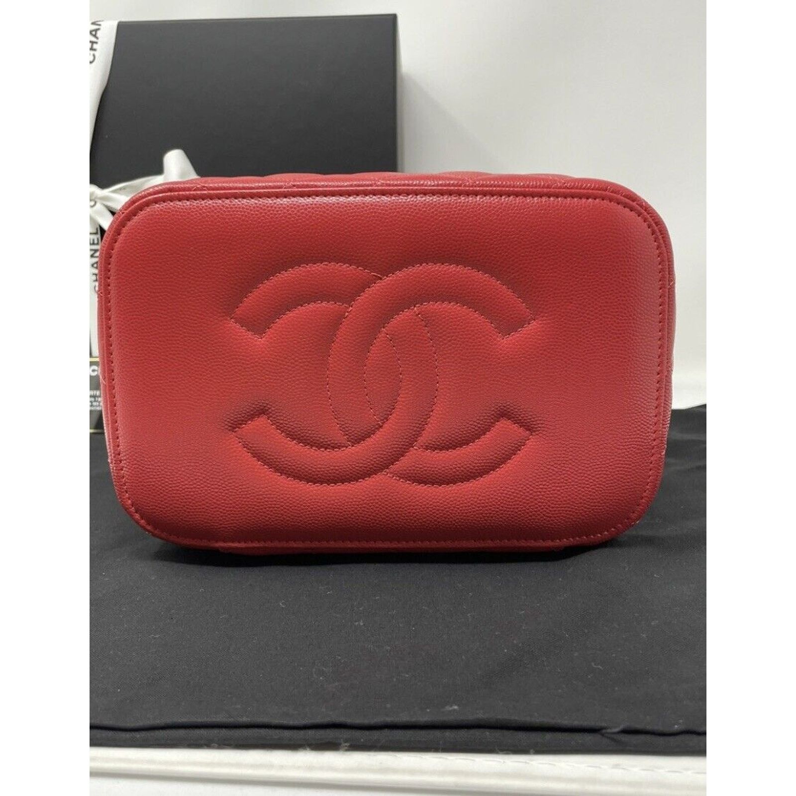 Chanel Chanel Vanity Caviar Leather Cosmetic Satchel Bag Red Size ONE SIZE - 9 Thumbnail