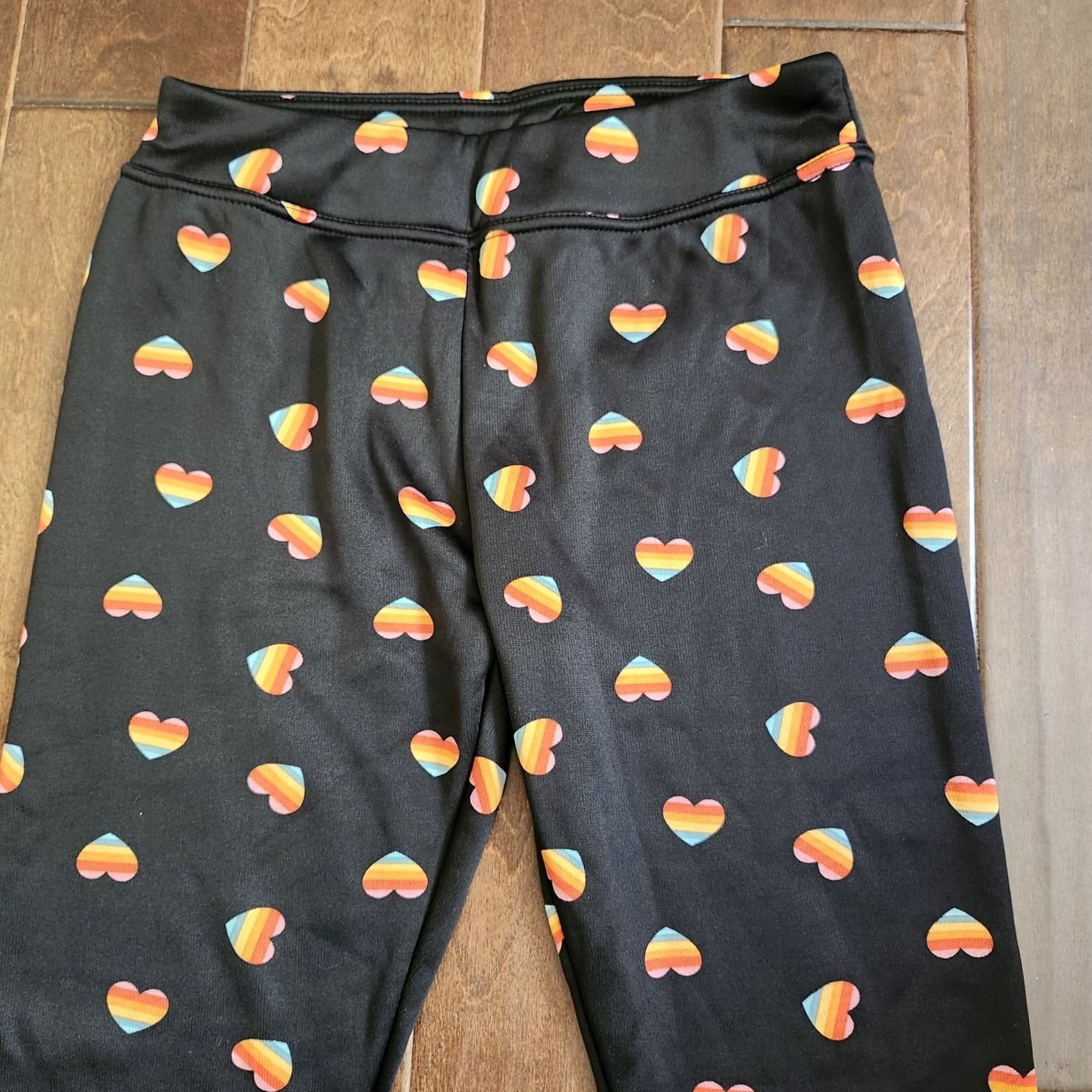 Rainbow Serra Women's Leggings - Black Rainbow Heart - M - Ankle - Polyester Spandex - Regular - Machine Washable - Casual Travel - Heart Pattern - Women Size 32" / US 10 / IT 46 - 5 Thumbnail