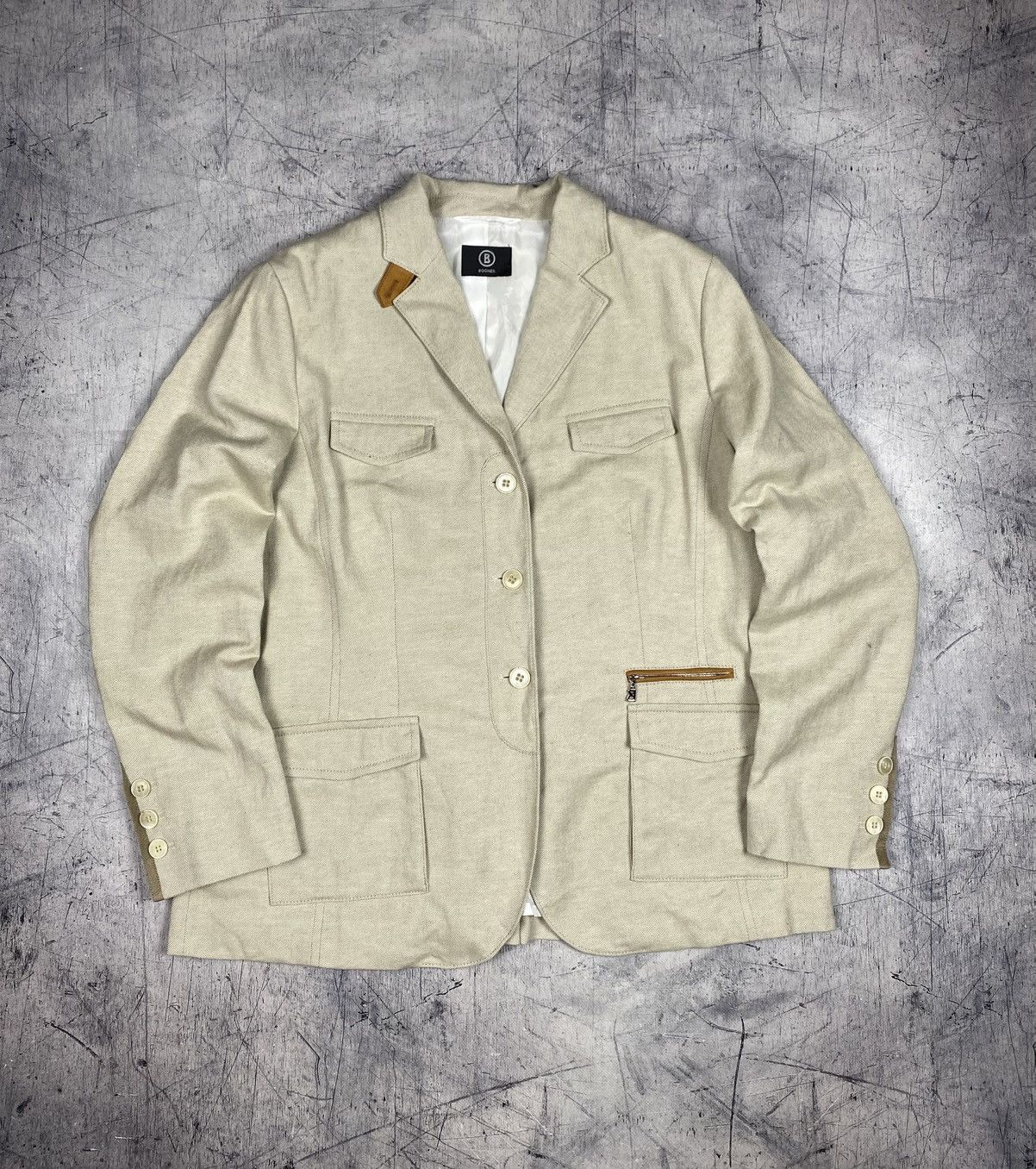 Bogner Bogner Beige Linen Cotton Tailored Blazer EU44 XL luxury Size XL / US 12-14 / IT 48-50 - 2 Thumbnail