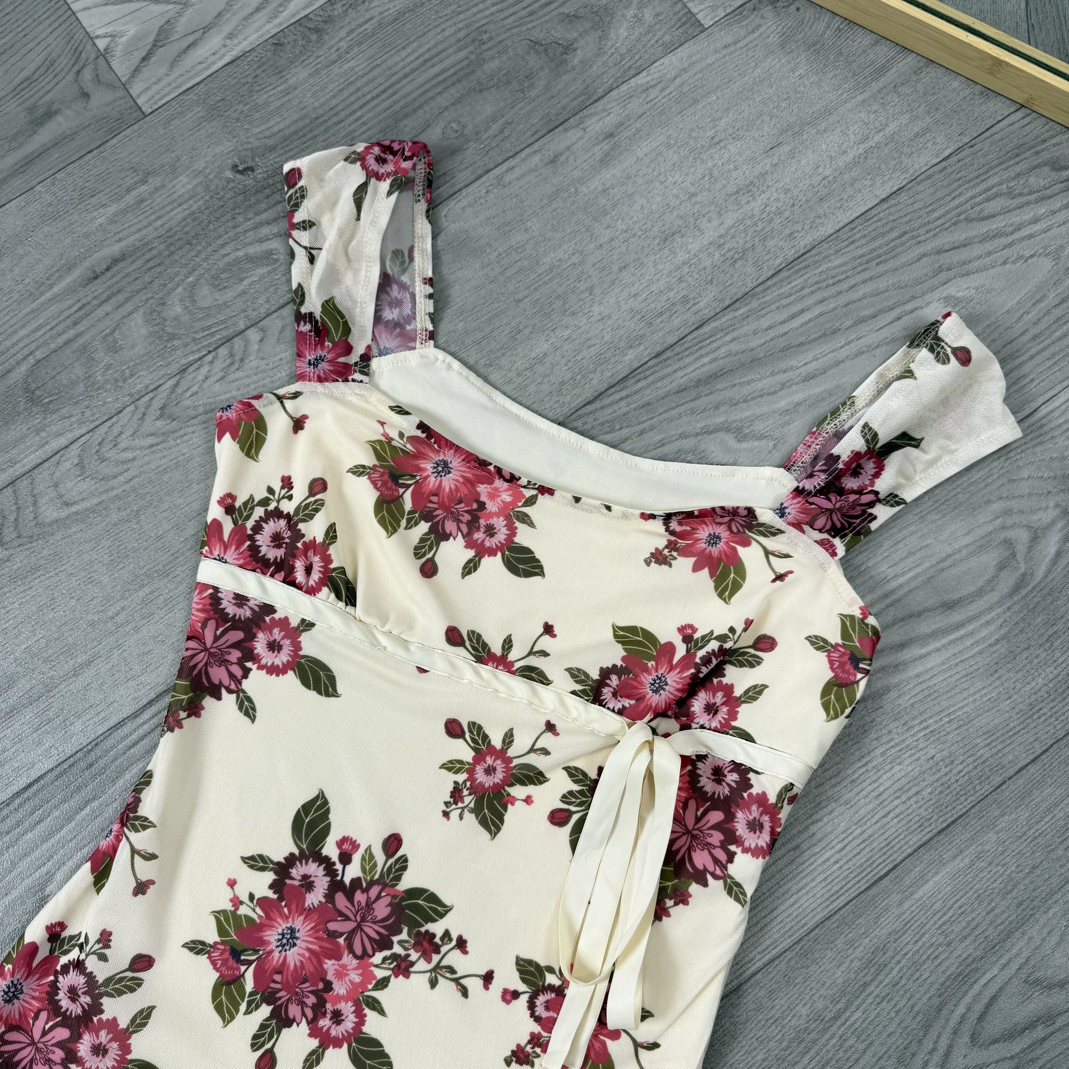 Vintage Vintage Floral Lace Up Blouse Tank Crop Top Size S / US 4 / IT 40 - 5 Thumbnail
