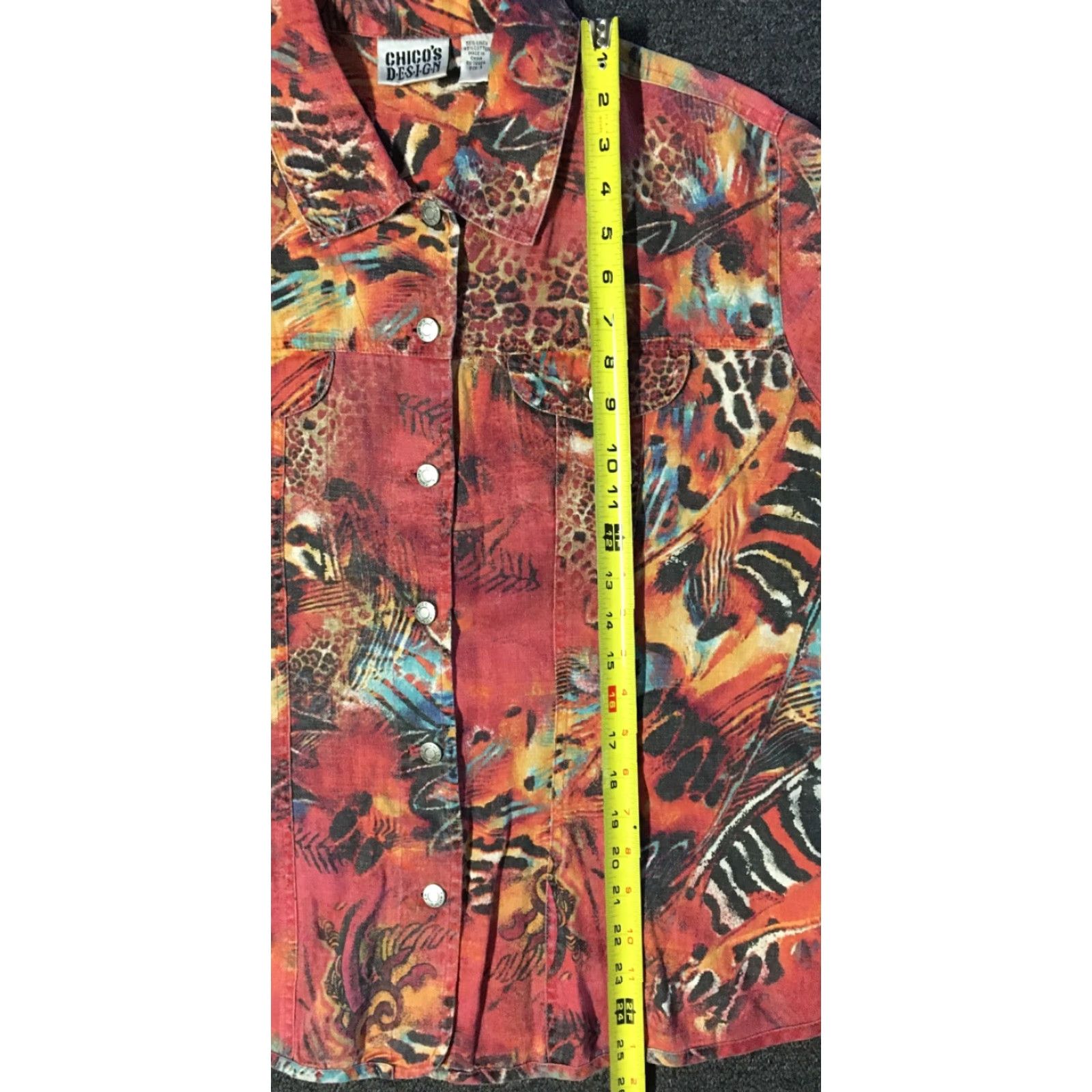 Vintage VINTAGE Chico’s Design Leopard Flower Button-Up Shirt 3 XL Red Women Long Sleeve 90s Grunge Size XS / US 0-2 / IT 36-38 - 7 Thumbnail