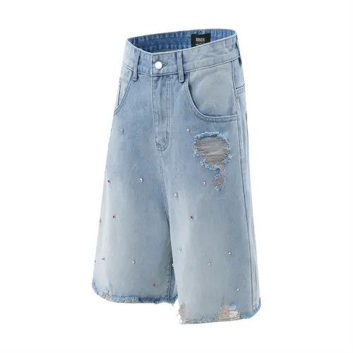 Japanese Brand × Jean Men's punk high street ripped raw edge denim shorts Size US 32 / EU 48 - 2 Thumbnail