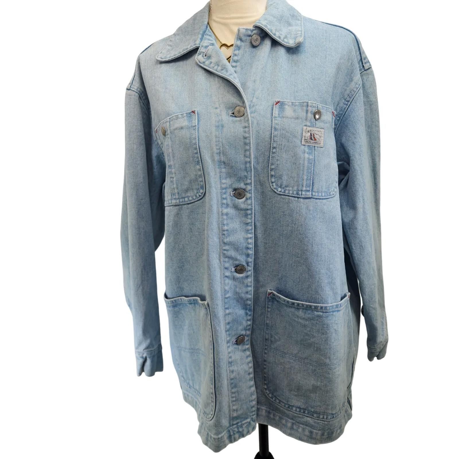 Lauren Ralph Lauren Lauren, Ralph Lauren. 90s Denim Oversized Barn Coat. Small Size S / US 4 / IT 40 - 1 Thumbnail