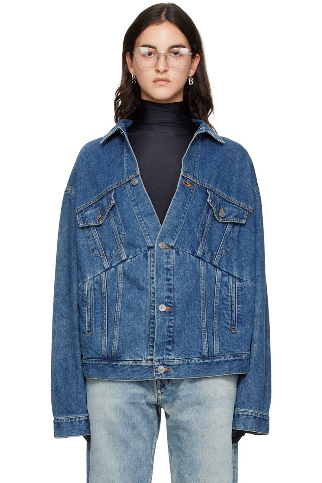 Balenciaga Unisex Blue Swing Denim Jacket RRP$2,150 Size XS / US 0-2 / IT 36-38 - 4 Thumbnail