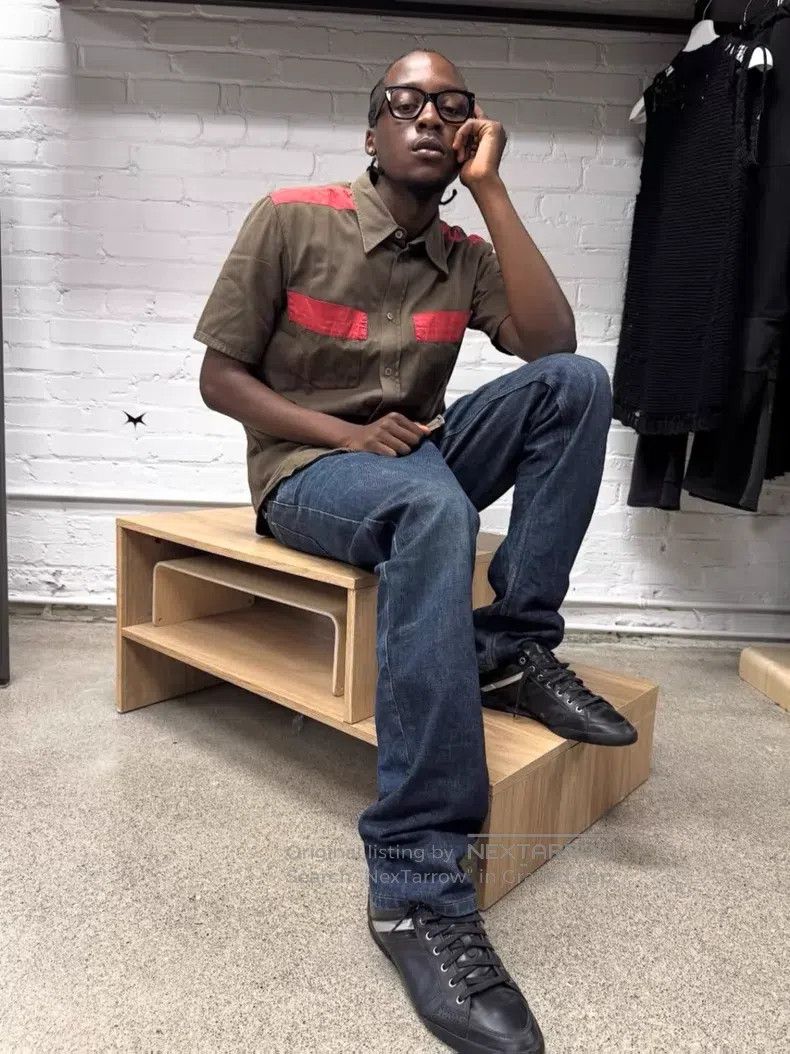Helmut Lang Helmut Lang Red Striped Short Sleeve Shirt Size US L / EU 52-54 / 3 - 9 Thumbnail