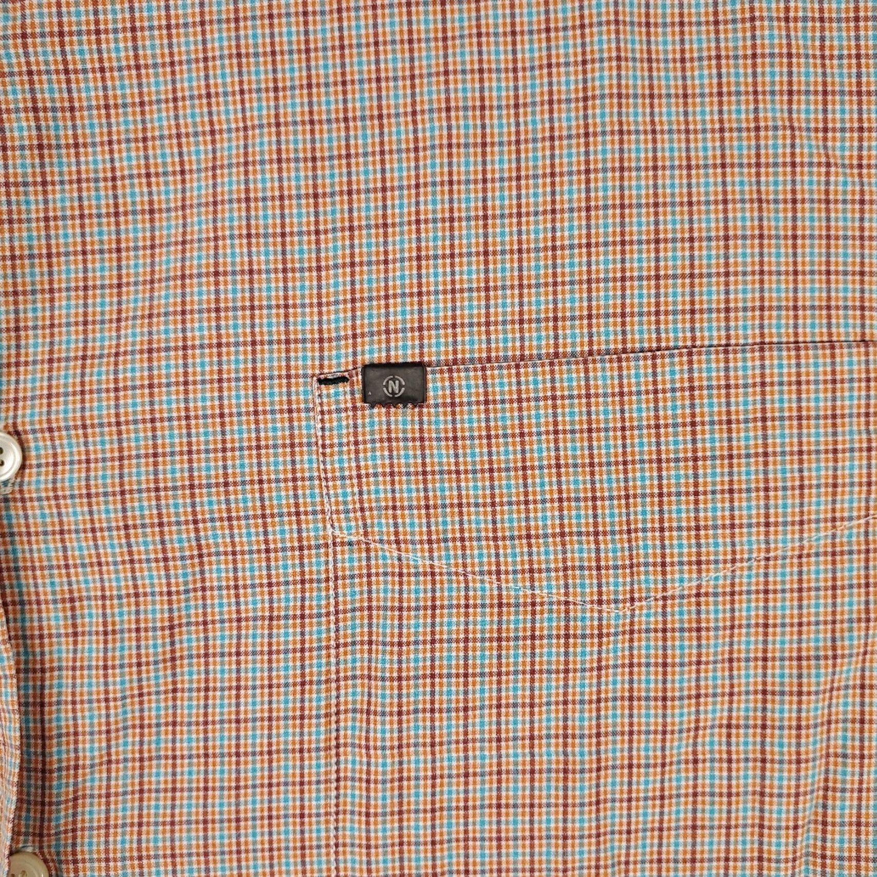 Nautica Nautica Men's Large Orange Plaid Casual Button-Up Shirt Short Sleeve Size US L / EU 52-54 / 3 - 2 Thumbnail