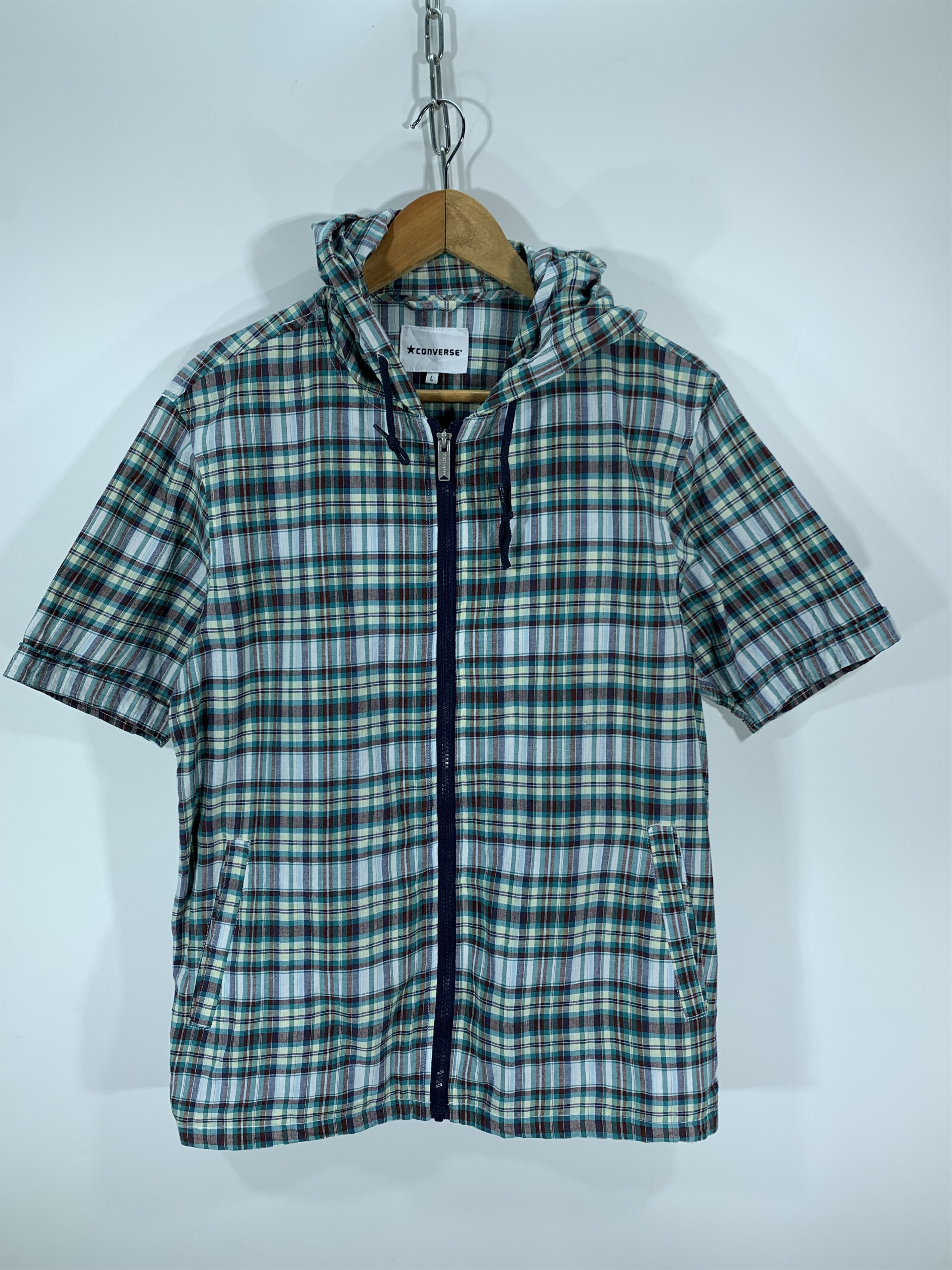 Converse ⚡️Converse Plaid Hoodie Short Sleeve Size US S / EU 44-46 / 1 - 1 Thumbnail