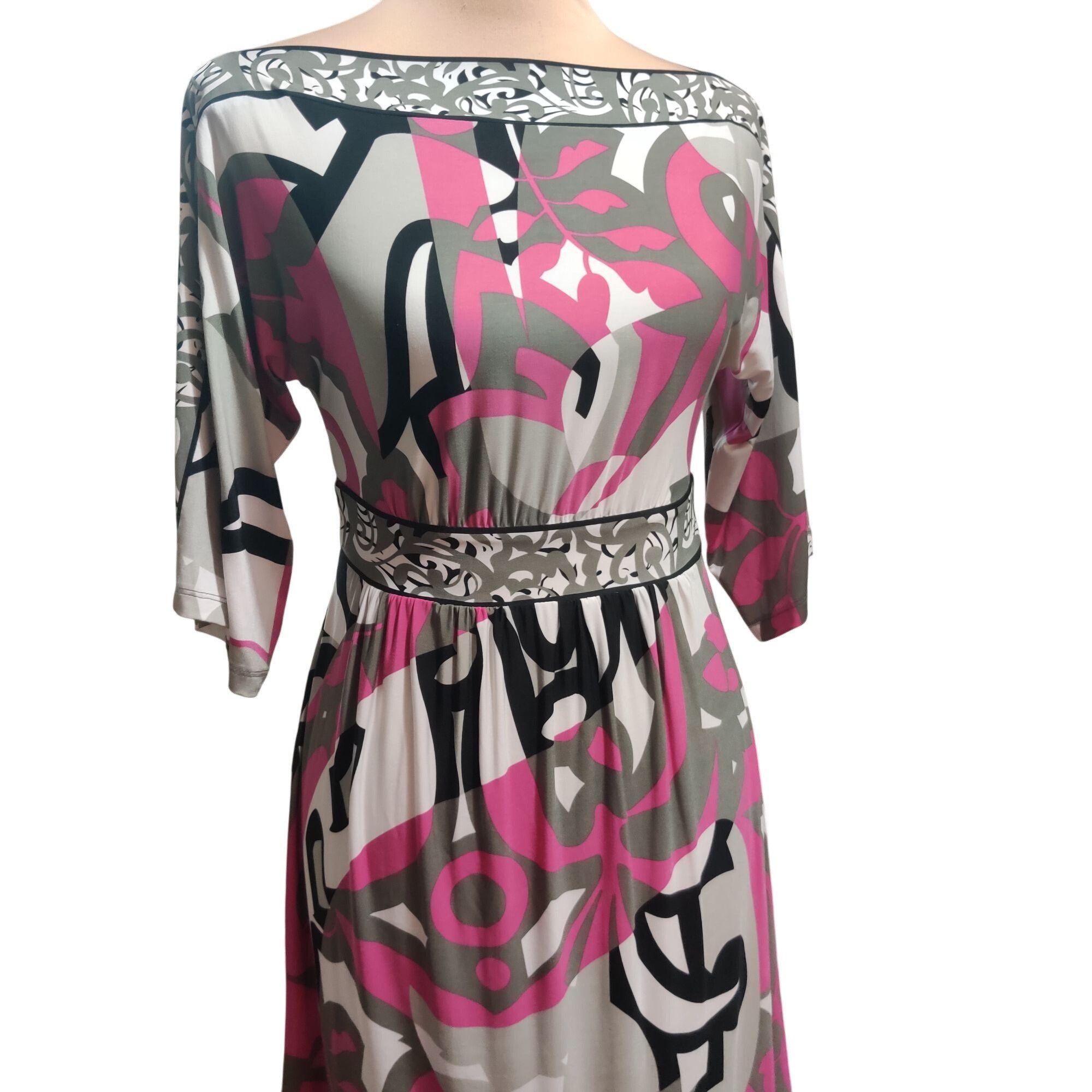 Other Olian XS Pink Gray Abstract Print Midi Dress Maternity Stret Size XS / US 0-2 / IT 36-38 - 2 Thumbnail