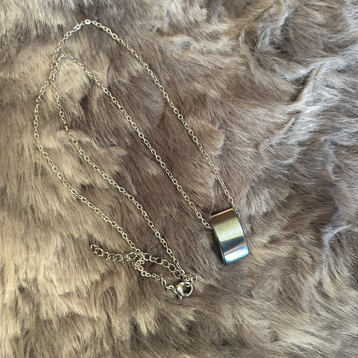 Handmade Genuine hematite slider pendant on chain necklace Size ONE SIZE - 8 Thumbnail