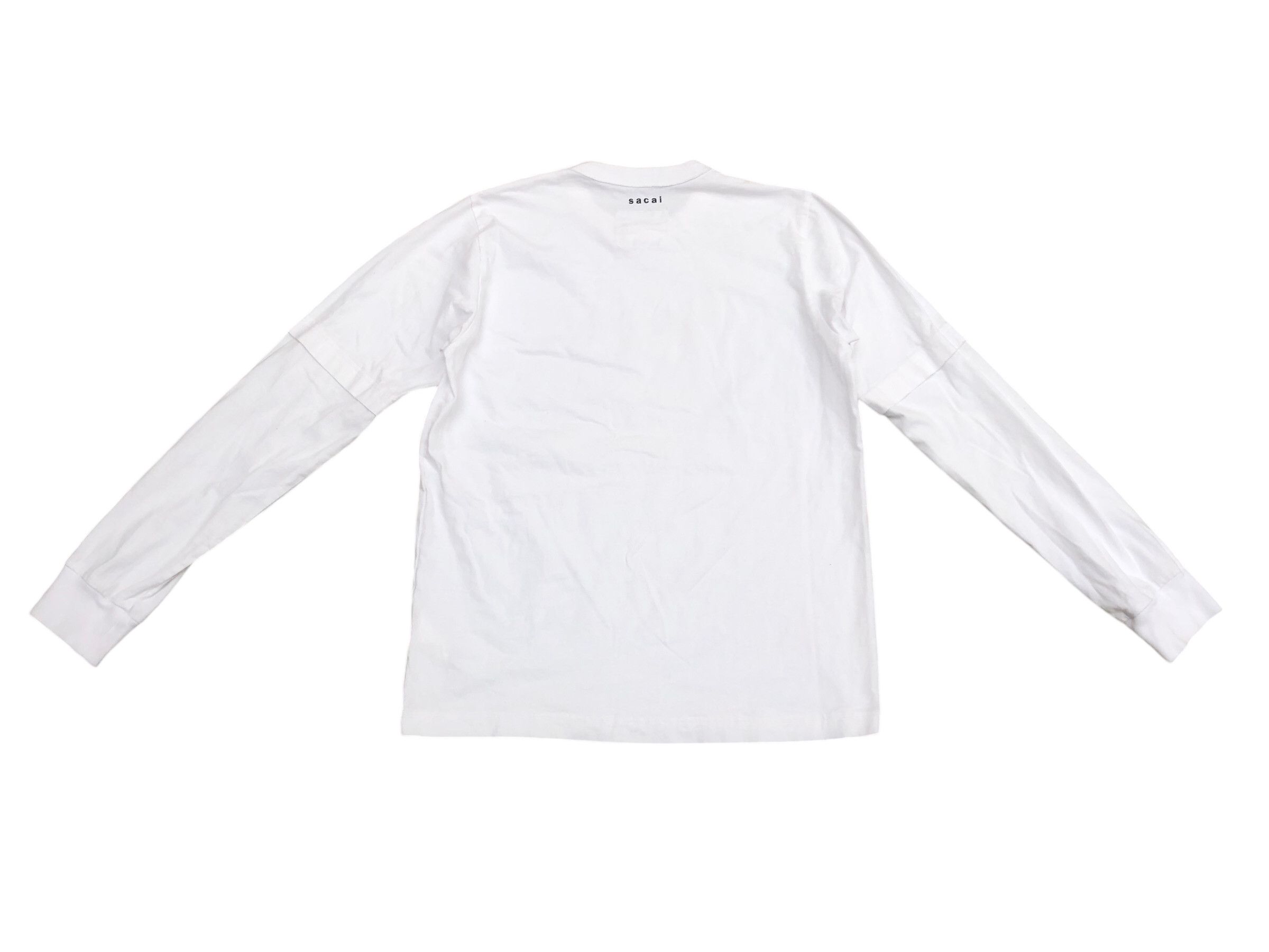 Sacai 💯🔥KAWS x SACAI Flock Print Long Sleeve T-shirt White Size US M / EU 48-50 / 2 - 2 Thumbnail